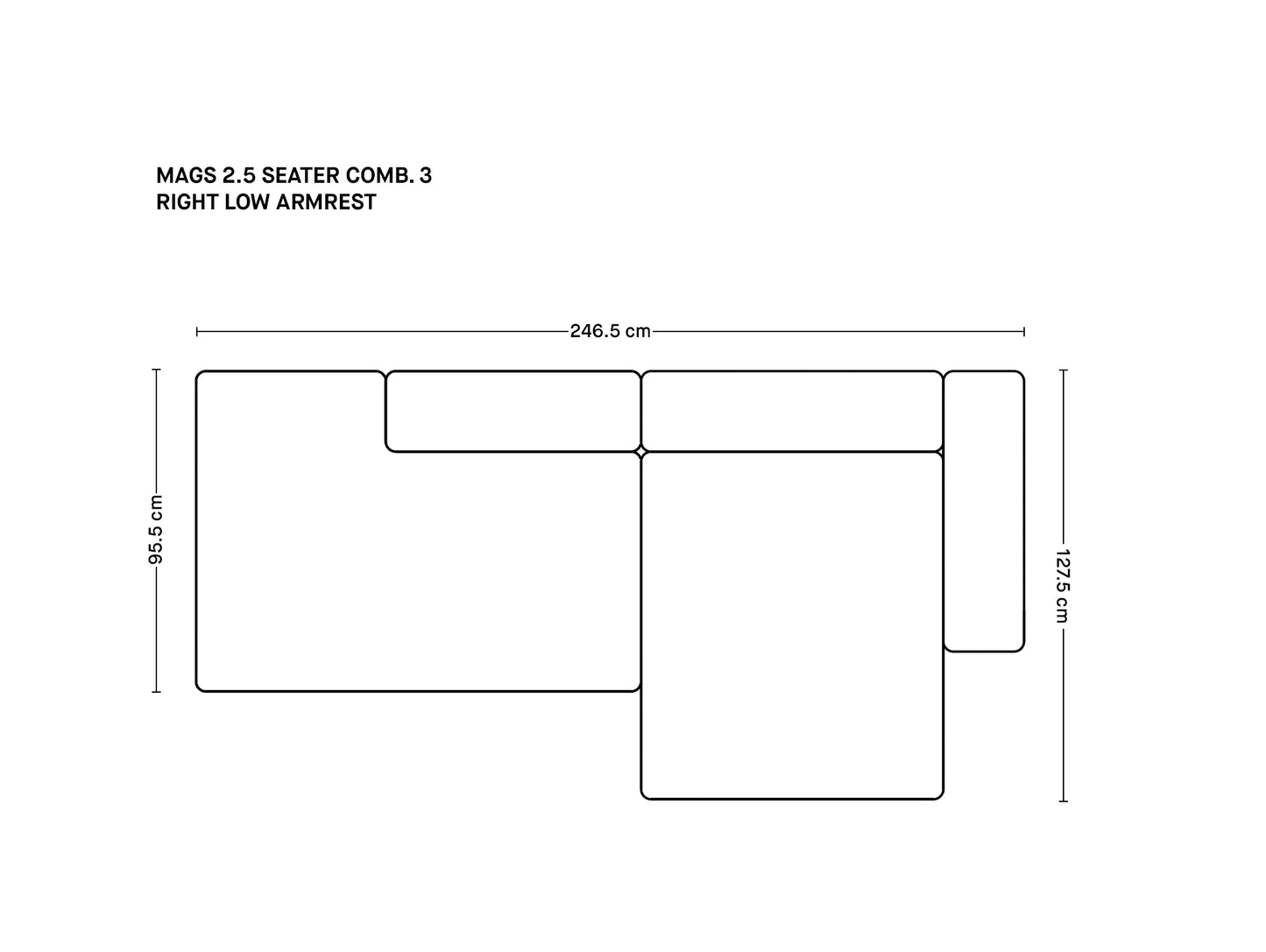 매그스 2.5인용 소파 (낮은 팔걸이)
