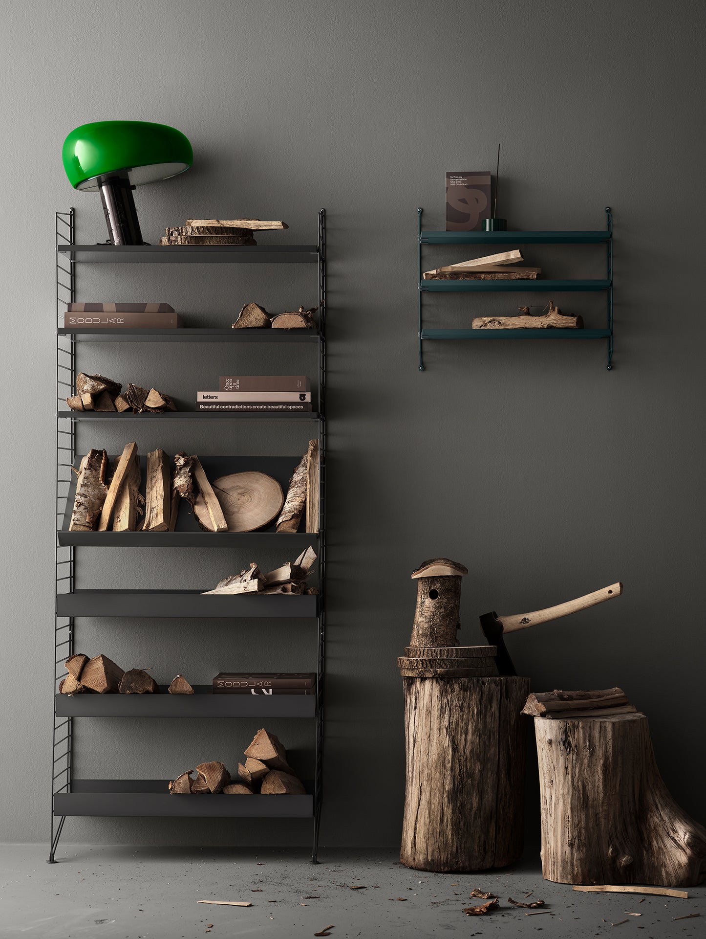 String Metal Shelves by String - High Edge / Dark Grey