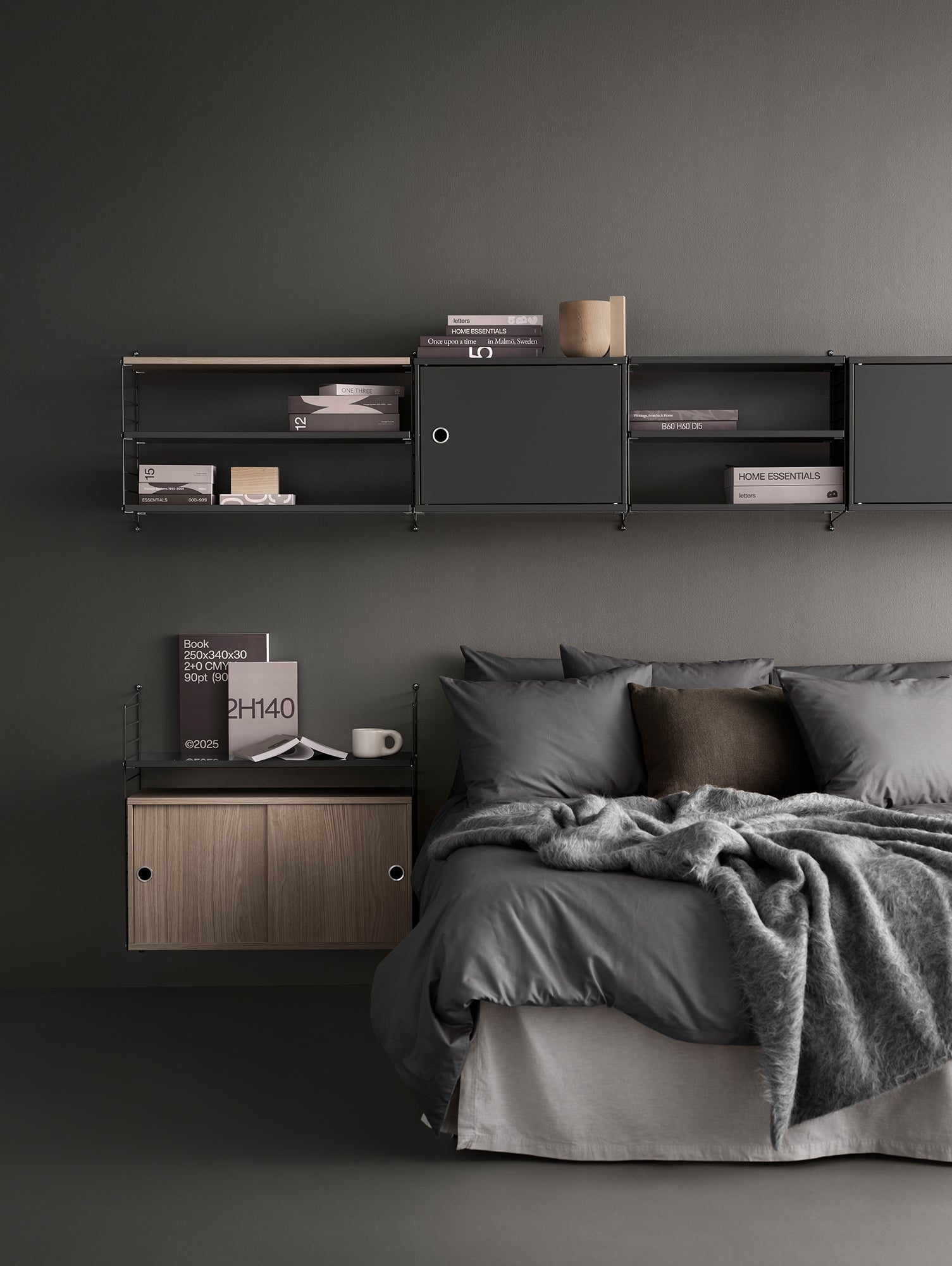 String System Cabinet with Swing Door by String - Dark Grey