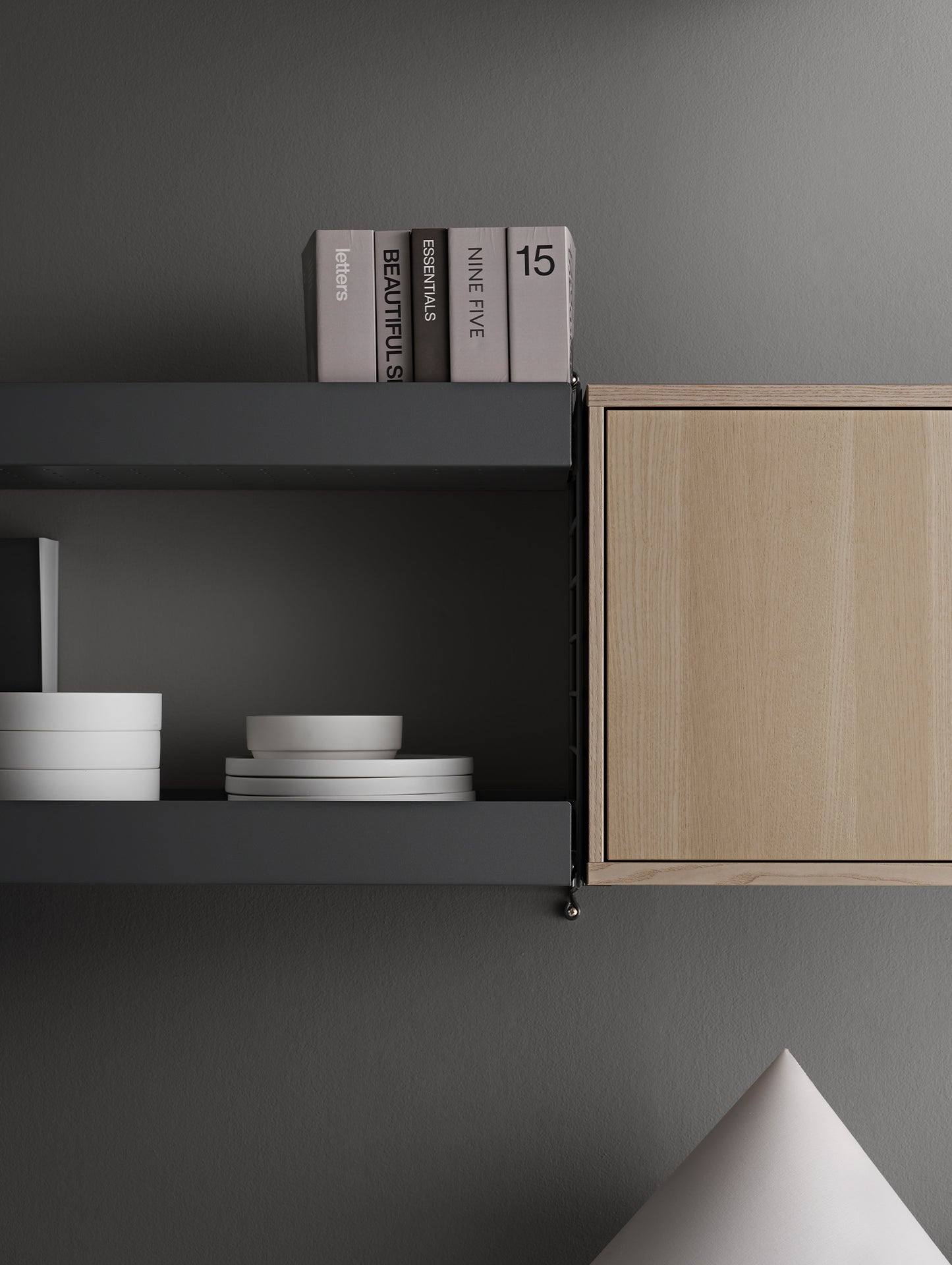 String Metal Shelves by String - High Edge / Dark Grey
