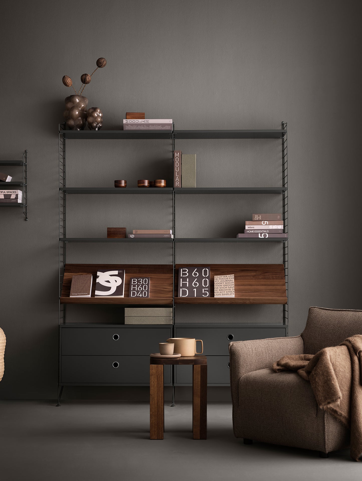String System Magazine Shelf by String - Walnut