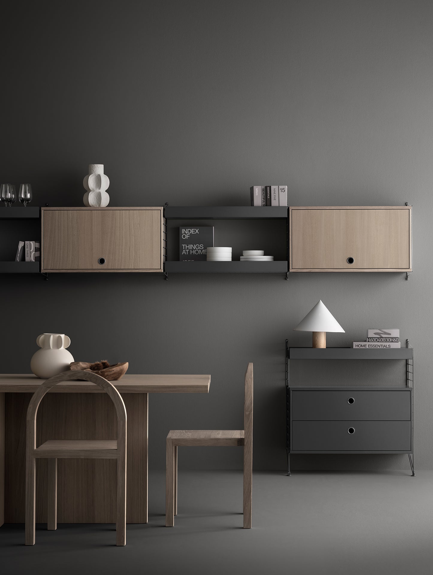 String Metal Shelves by String - High Edge / Dark Grey