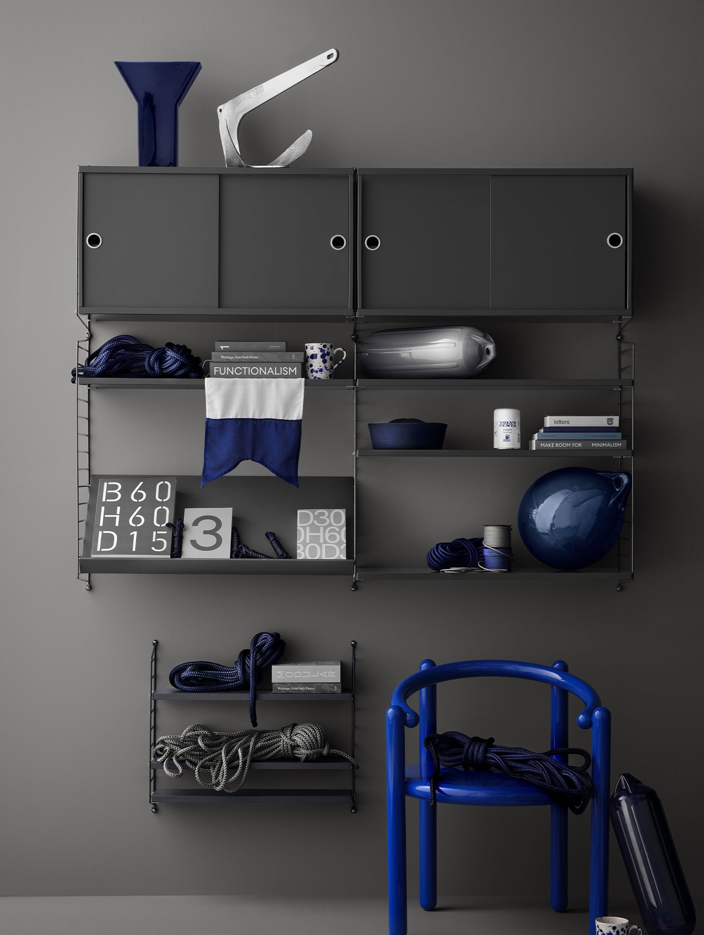 String System Magazine Shelf by String - Dark Grey