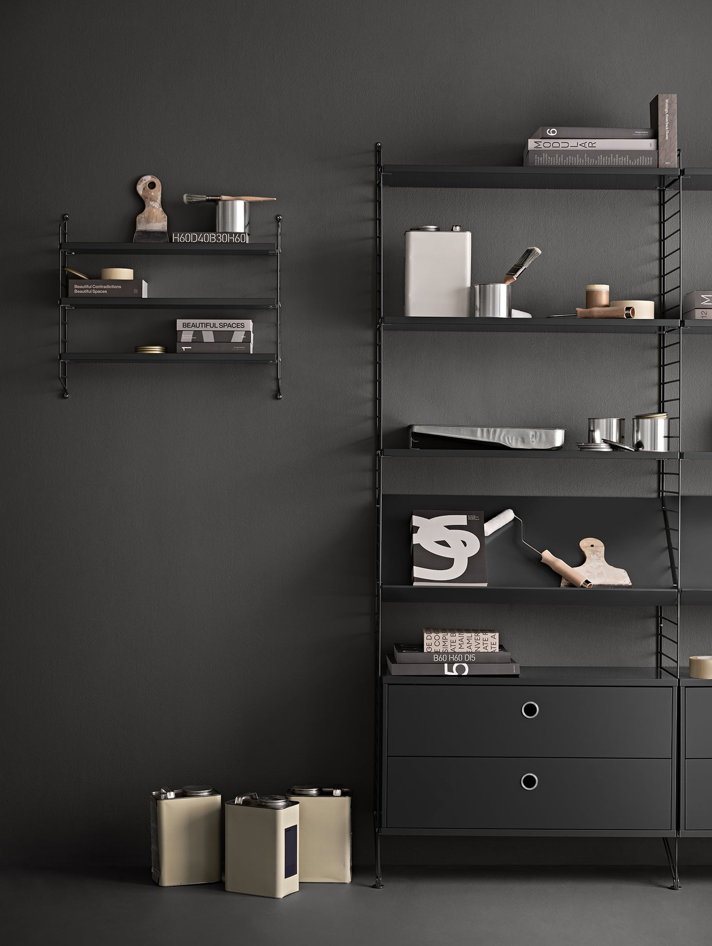 String System Magazine Shelf by String - Dark Grey