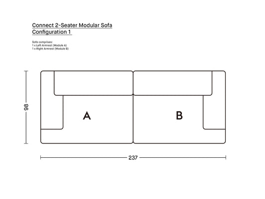 Connect 2-Seater Modular Sofa by Muuto / Configuration 1