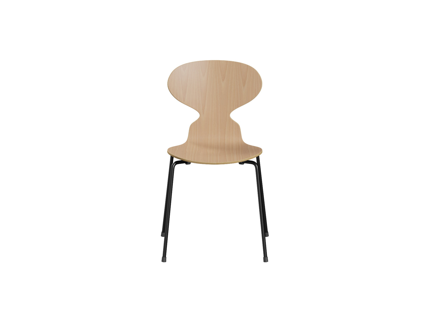 Ant Chair 4 Legs by Fritz Hansen - Natural Veneer Shell / Black Steel Base / Beech