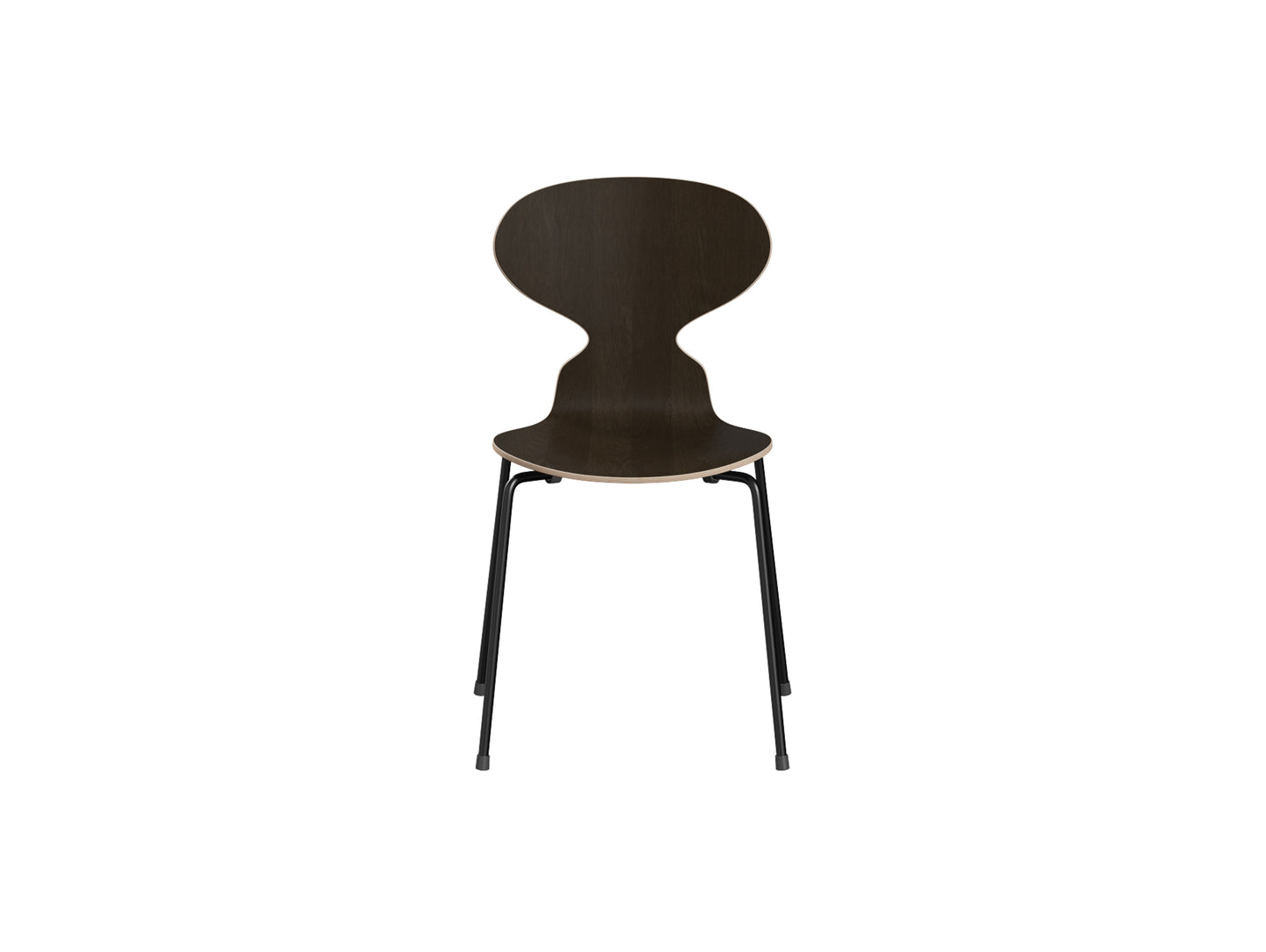 Ant Chair 4 Legs by Fritz Hansen - Natural Veneer Shell / Black Steel Base / Dark Stained Oak