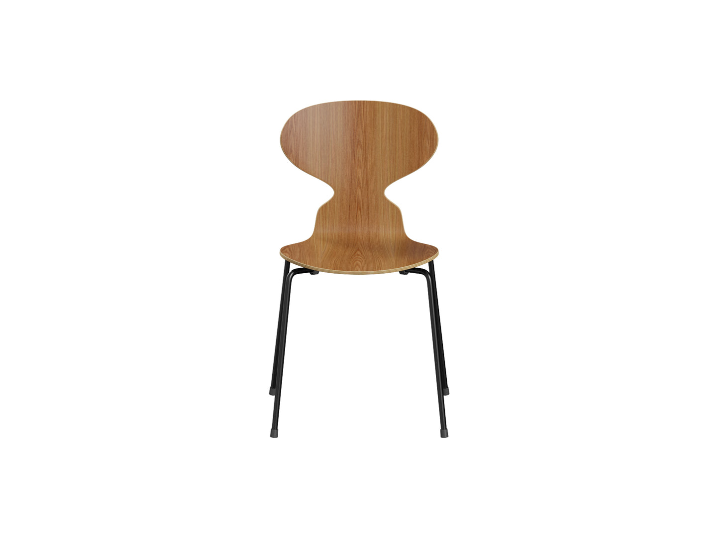 Ant Chair 4 Legs by Fritz Hansen - Natural Veneer Shell / Black Steel Base / Elm