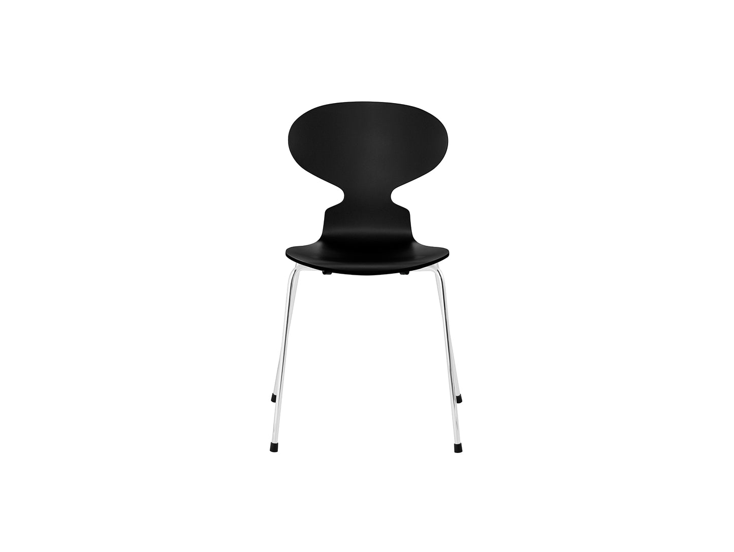 Ant Chair 4 Legs by Fritz Hansen - Lacquered Veneer Shell / Chromed Steel Base / Lacquered Black