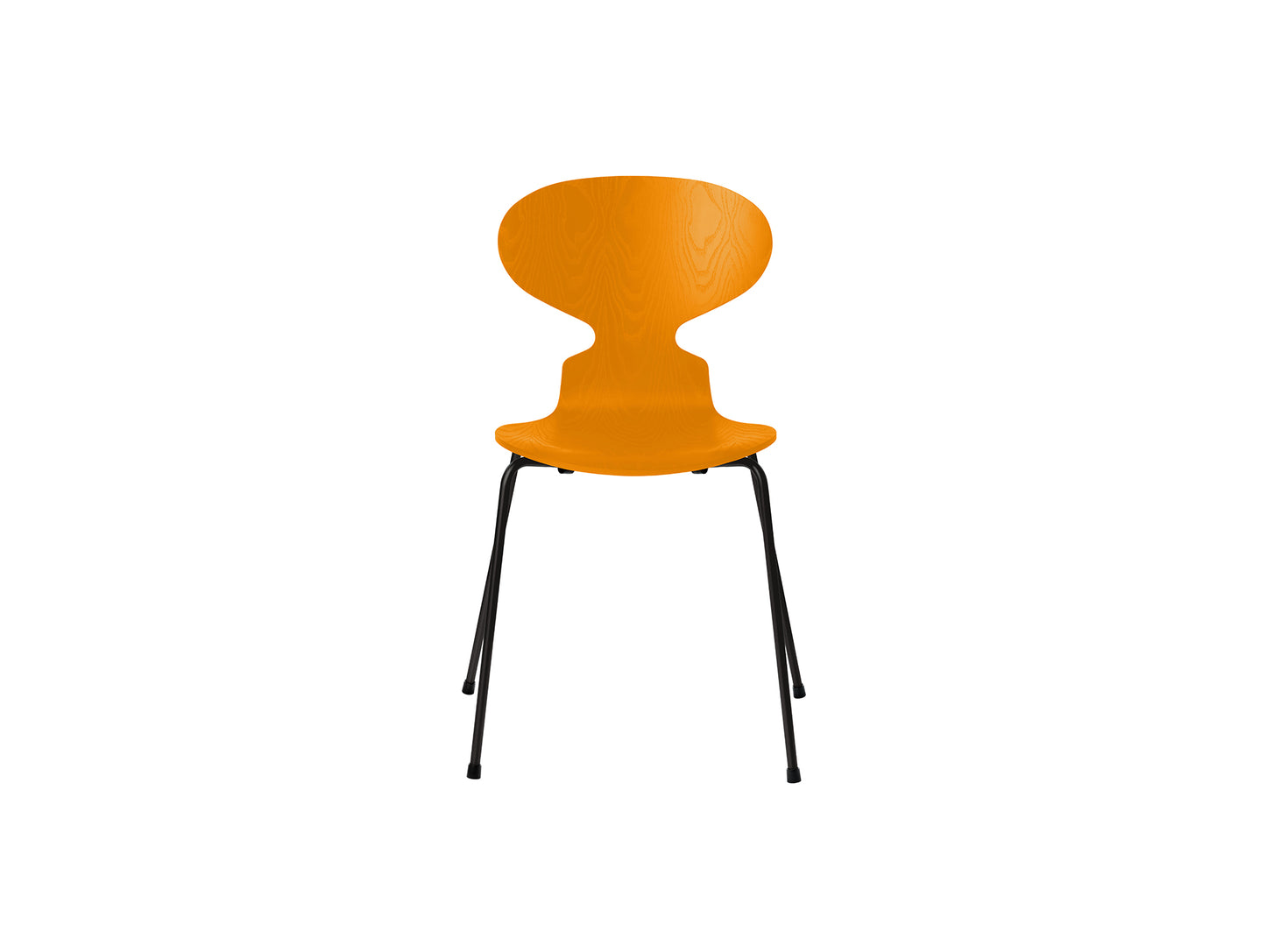 Ant Chair 4 Legs by Fritz Hansen - Coloured Ash Veneer Shell / Black Steel Base / Coloured Burnt Yellow