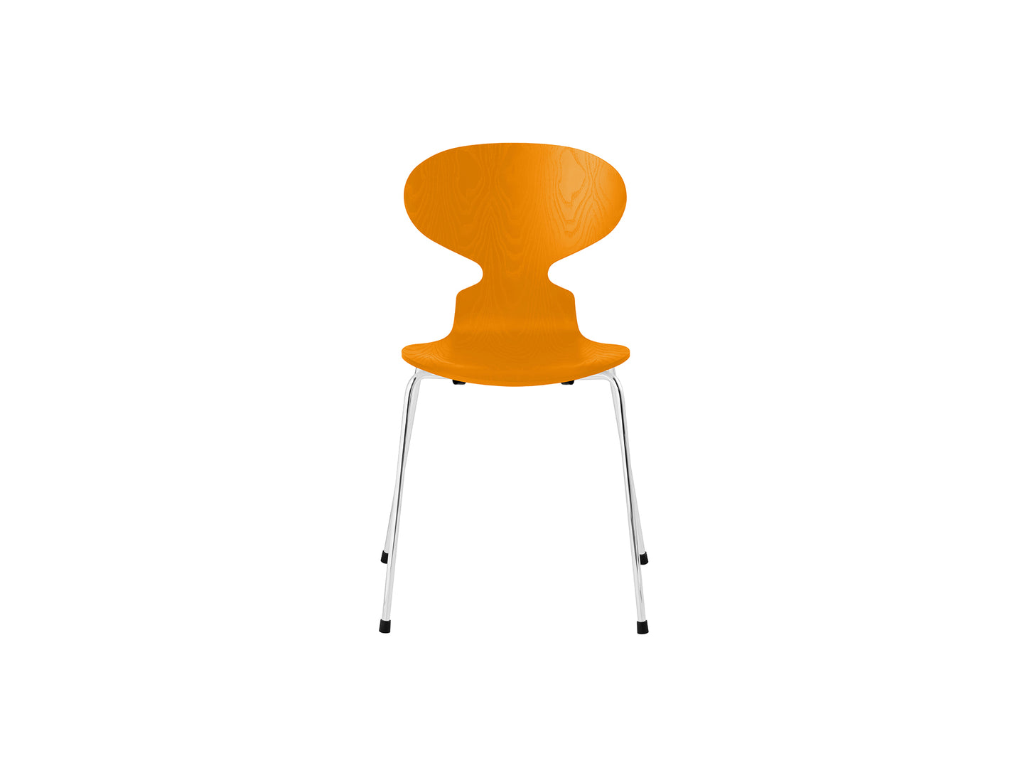 Ant Chair 4 Legs by Fritz Hansen - Coloured Ash Veneer Shell / Chromed Steel Base / Coloured Burnt Yellow