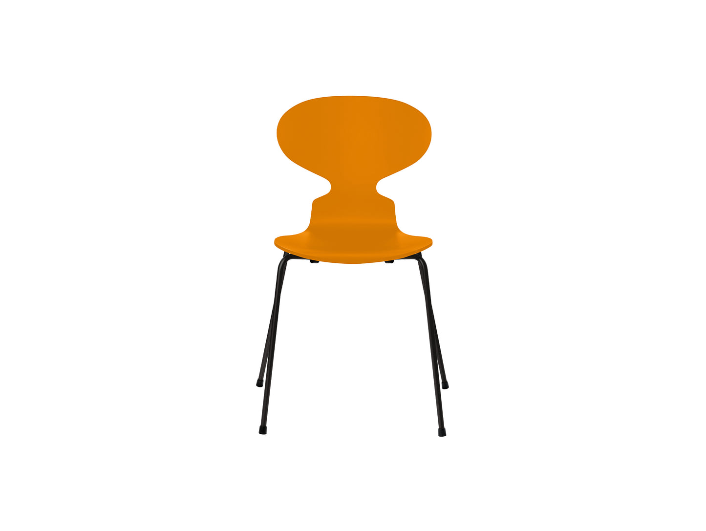 Ant Chair 4 Legs by Fritz Hansen - Lacquered Veneer Shell / Black Steel Base / Lacquered Burnt Yellow