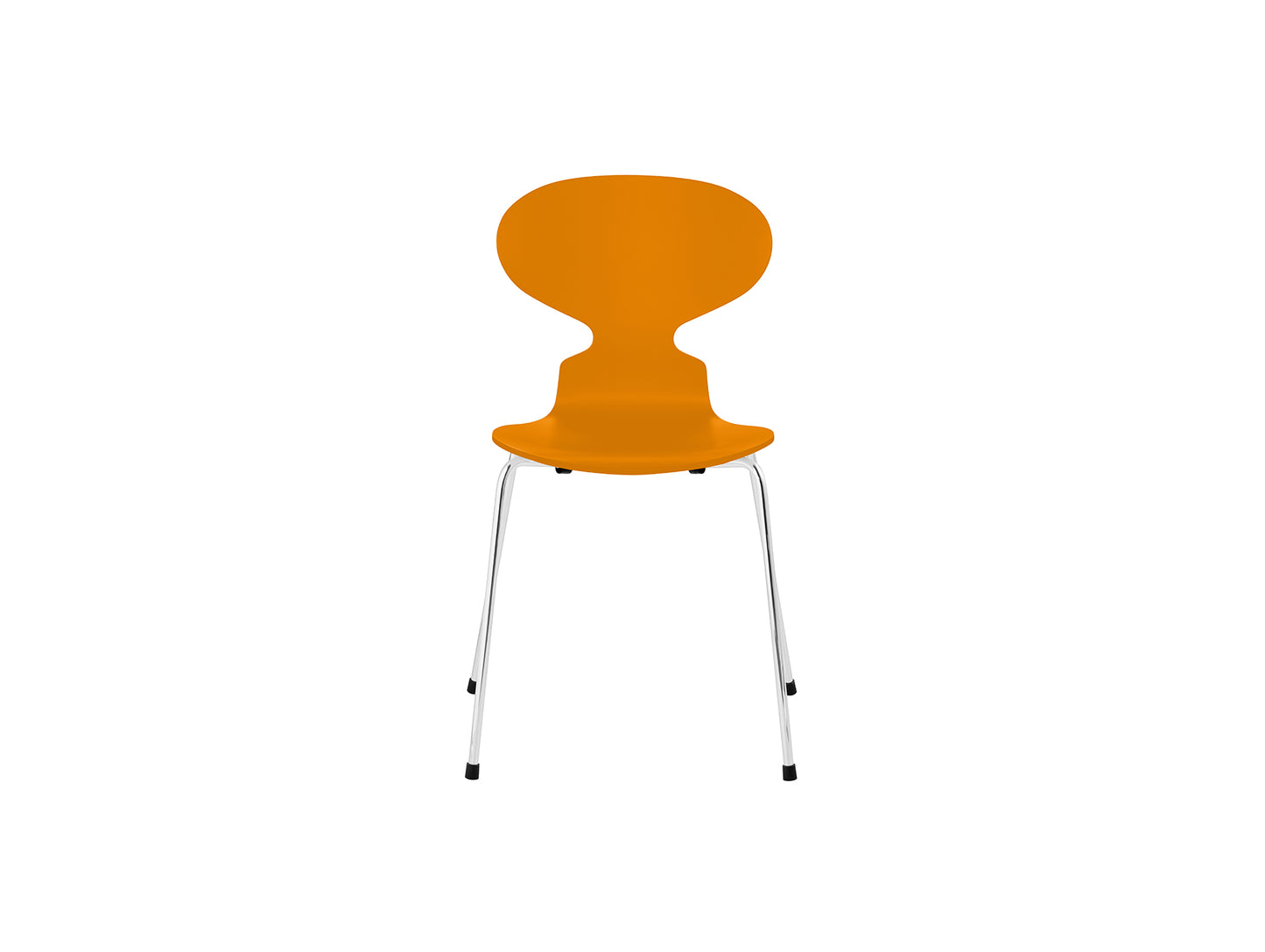 Ant Chair 4 Legs by Fritz Hansen - Lacquered Veneer Shell / Chromed Steel Base / Lacquered Burnt Yellow