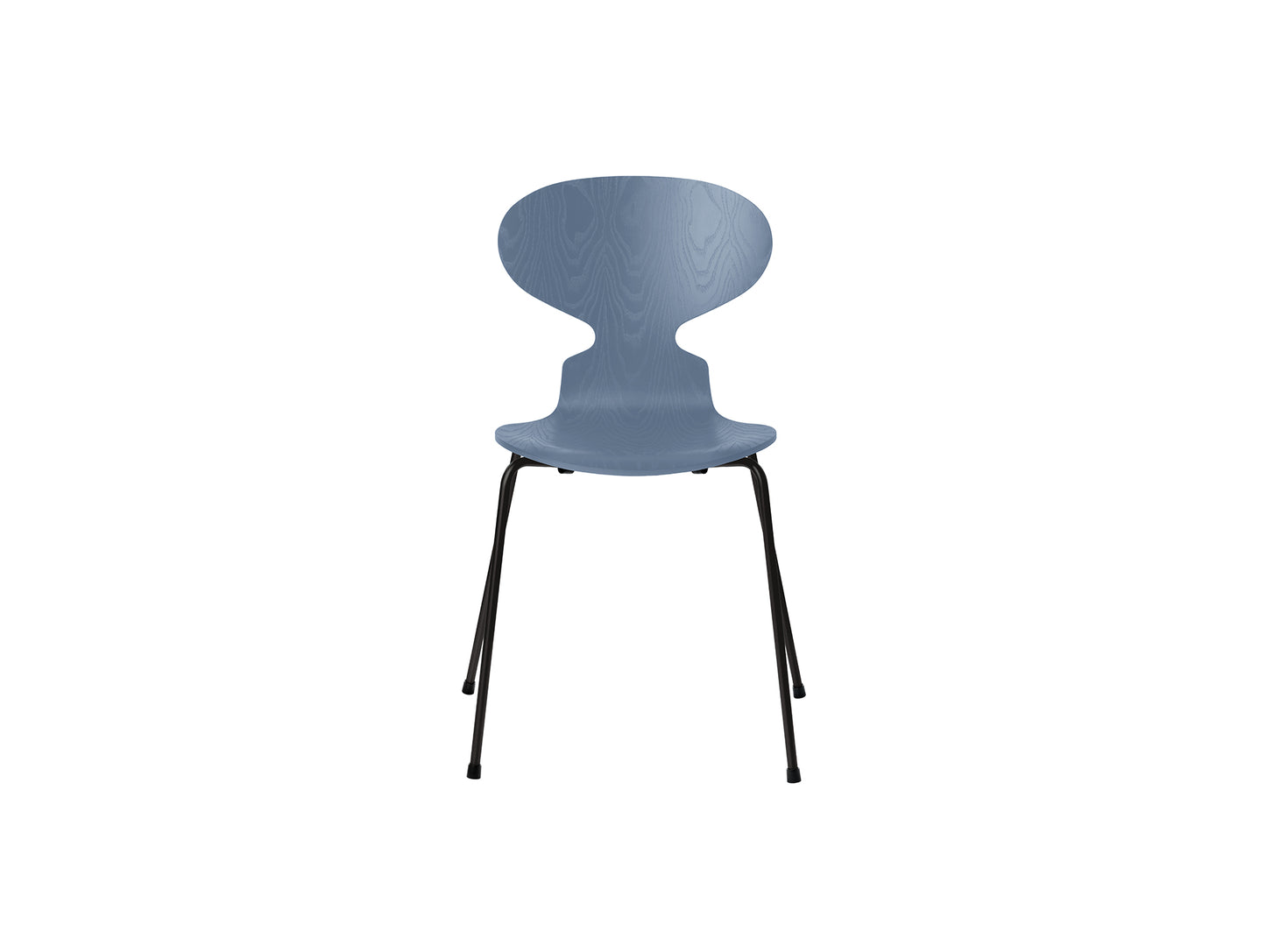 Ant Chair 4 Legs by Fritz Hansen - Coloured Ash Veneer Shell / Black Steel Base / Coloured Dusk Blue