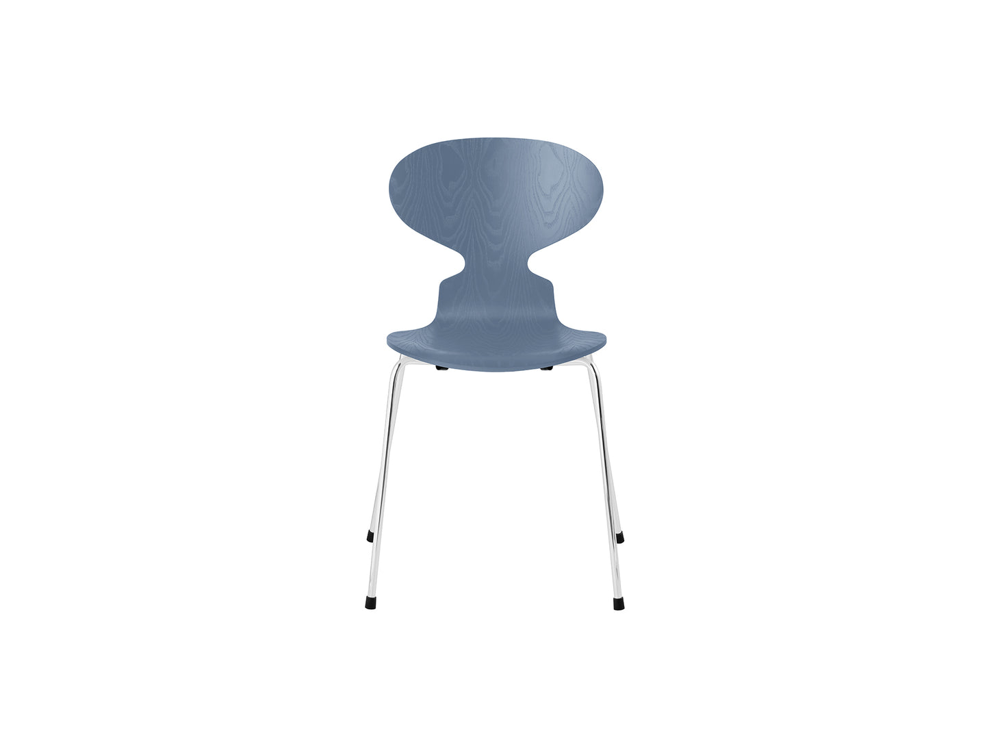 Ant Chair 4 Legs by Fritz Hansen - Coloured Ash Veneer Shell / Chromed Steel Base / Coloured Dusk Blue