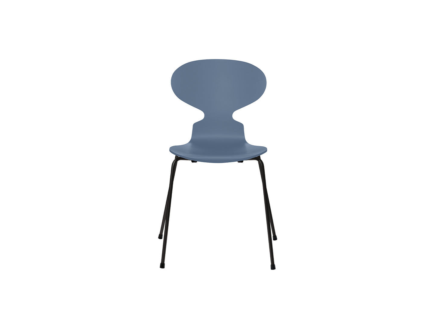 Ant Chair 4 Legs by Fritz Hansen - Lacquered Veneer Shell / Black Steel Base / Lacquered Dusk Blue
