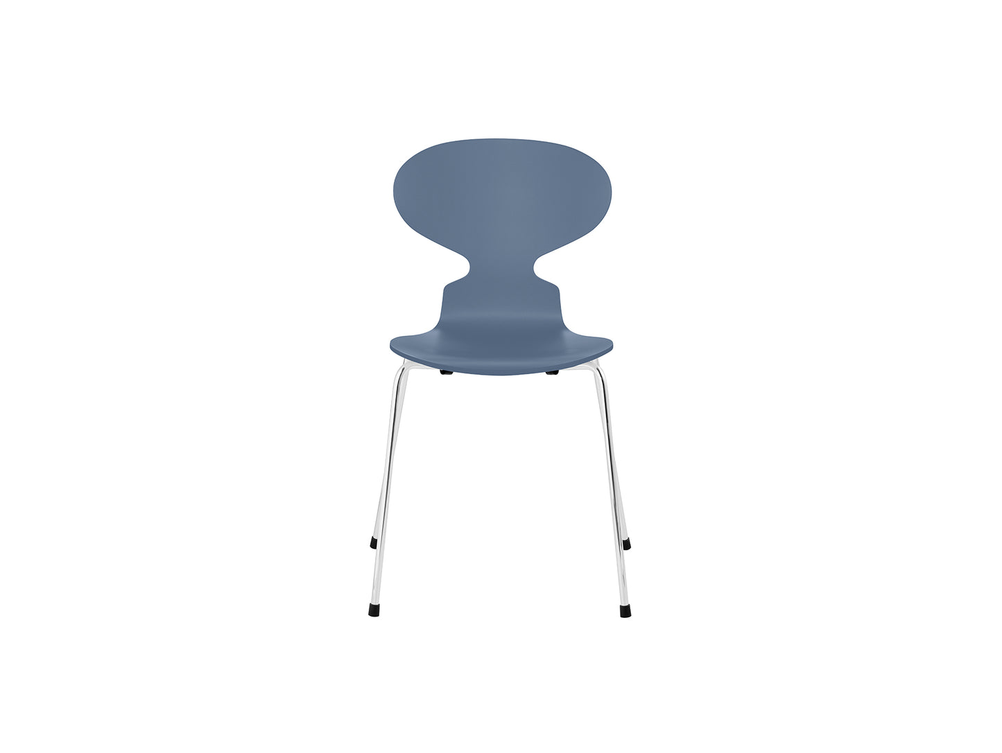 Ant Chair 4 Legs by Fritz Hansen - Lacquered Veneer Shell / Chromed Steel Base / Lacquered Dusk Blue