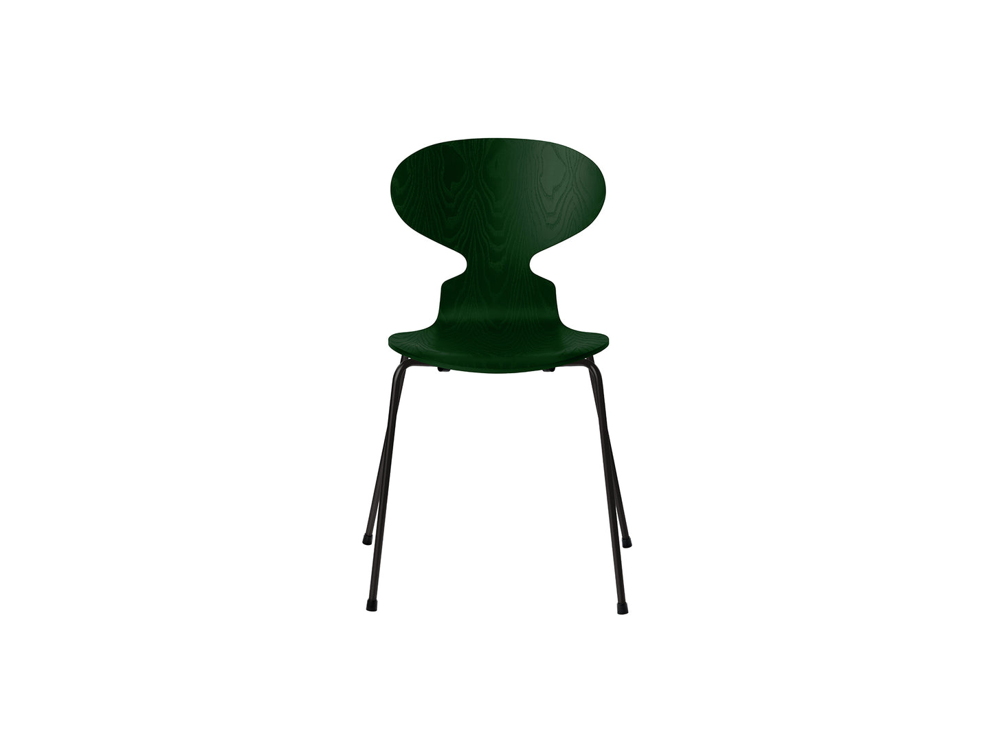 Ant Chair 4 Legs by Fritz Hansen - Coloured Ash Veneer Shell / Black Steel Base / Coloured Evergreen
