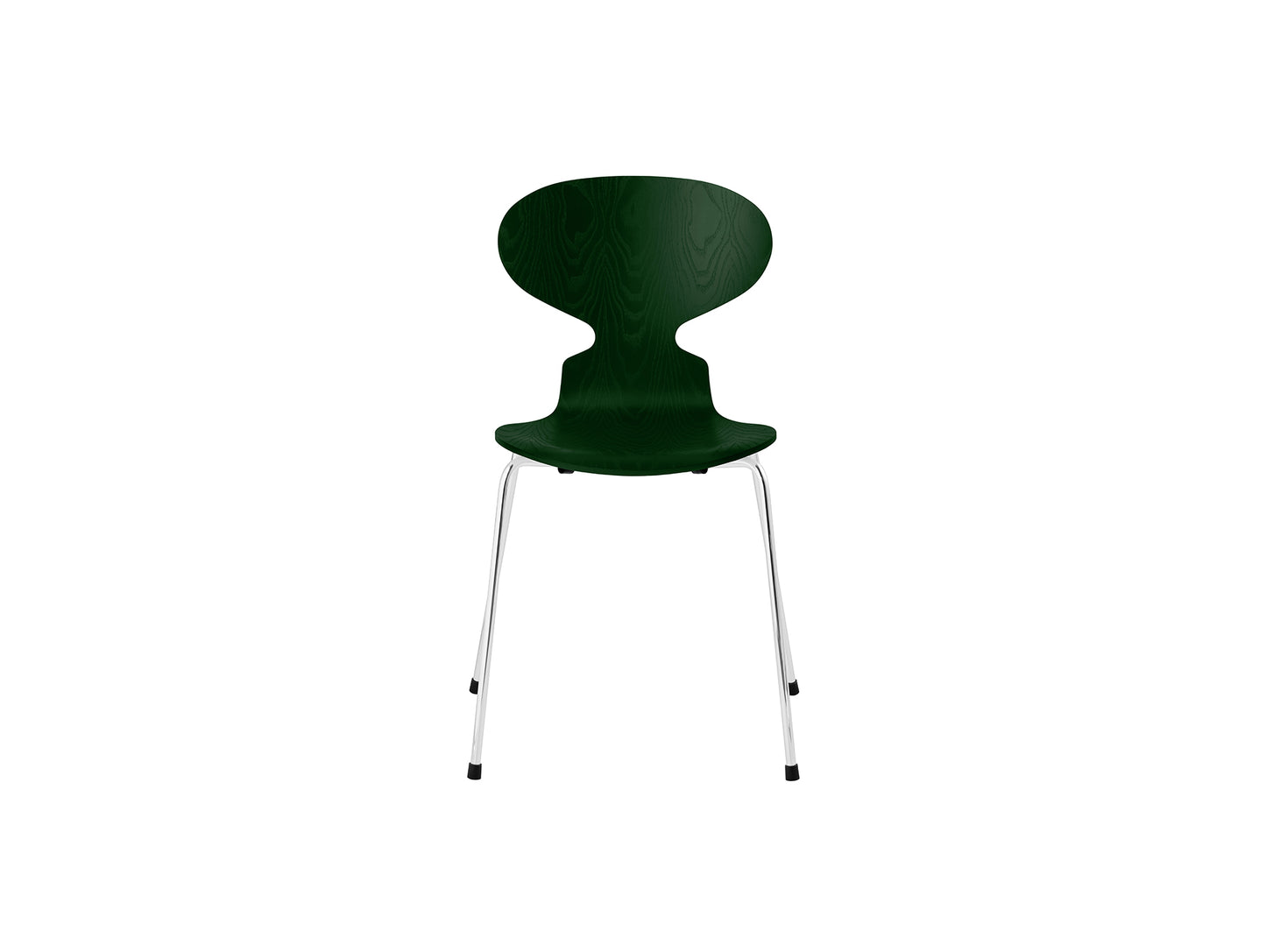 Ant Chair 4 Legs by Fritz Hansen - Coloured Ash Veneer Shell / Chromed Steel Base / Coloured Evergreen