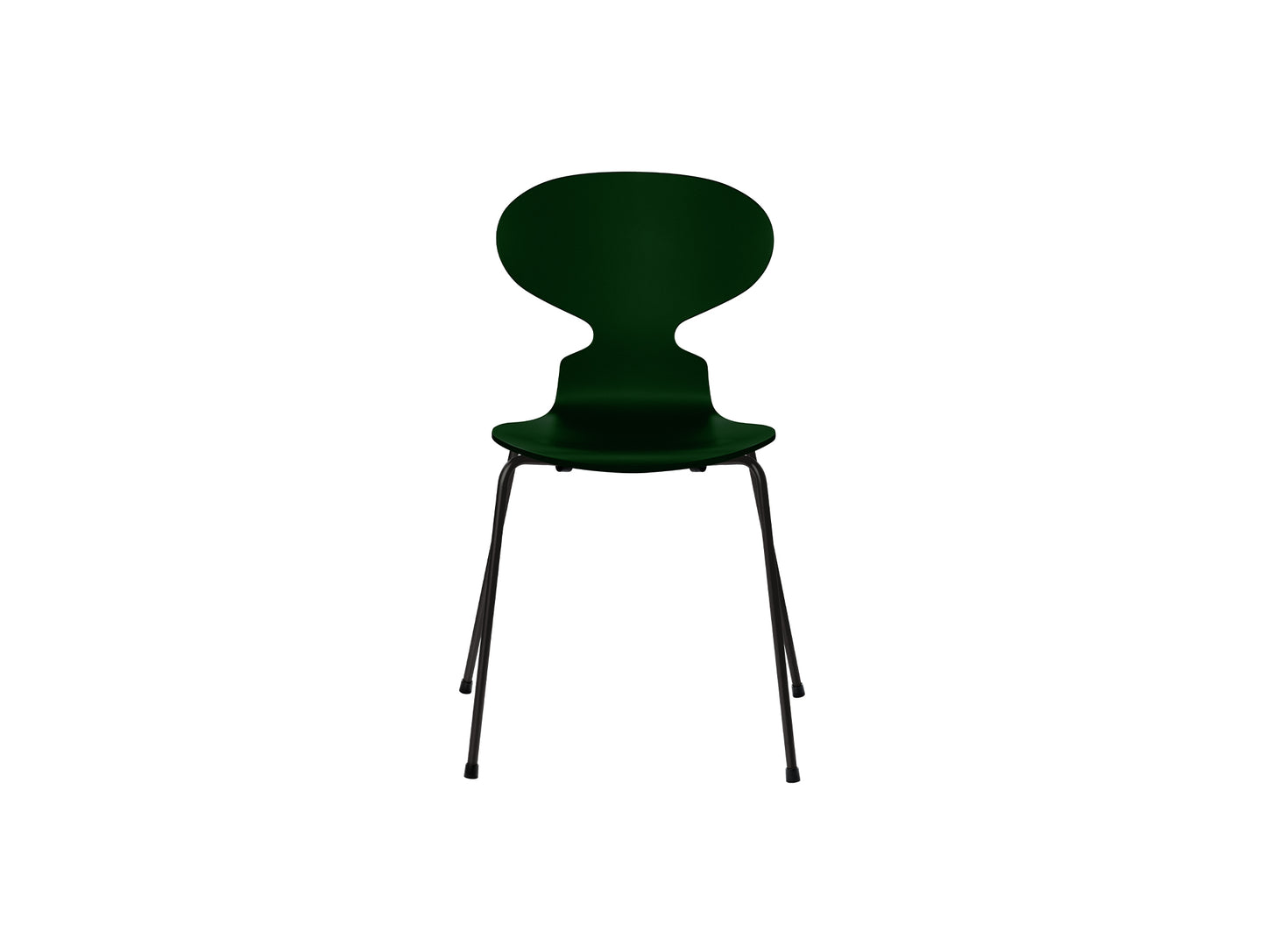 Ant Chair 4 Legs by Fritz Hansen - Lacquered Veneer Shell / Black Steel Base / Lacquered Evergreen