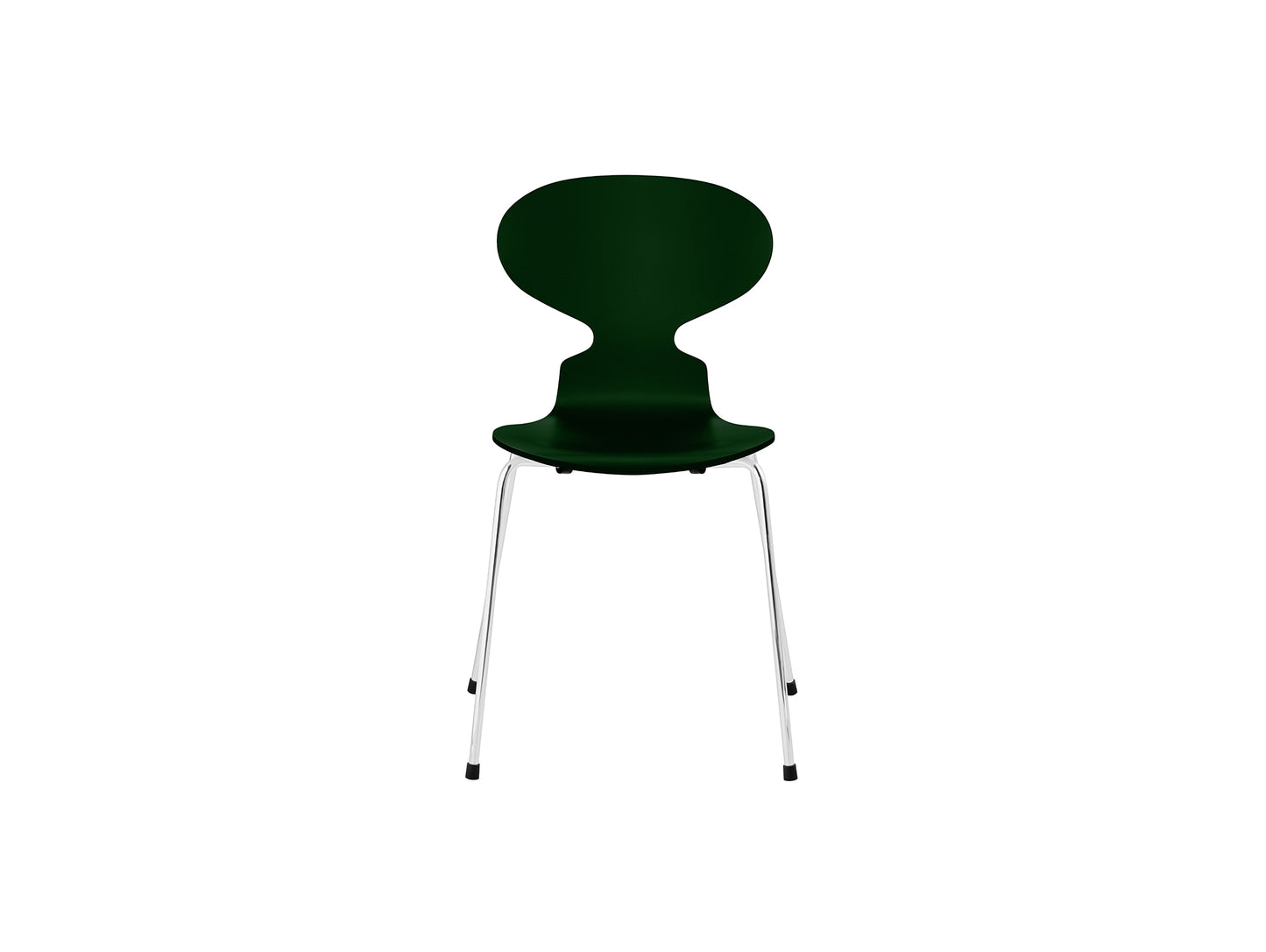 Ant Chair 4 Legs by Fritz Hansen - Lacquered Veneer Shell / Chromed Steel Base / Lacquered Evergreen