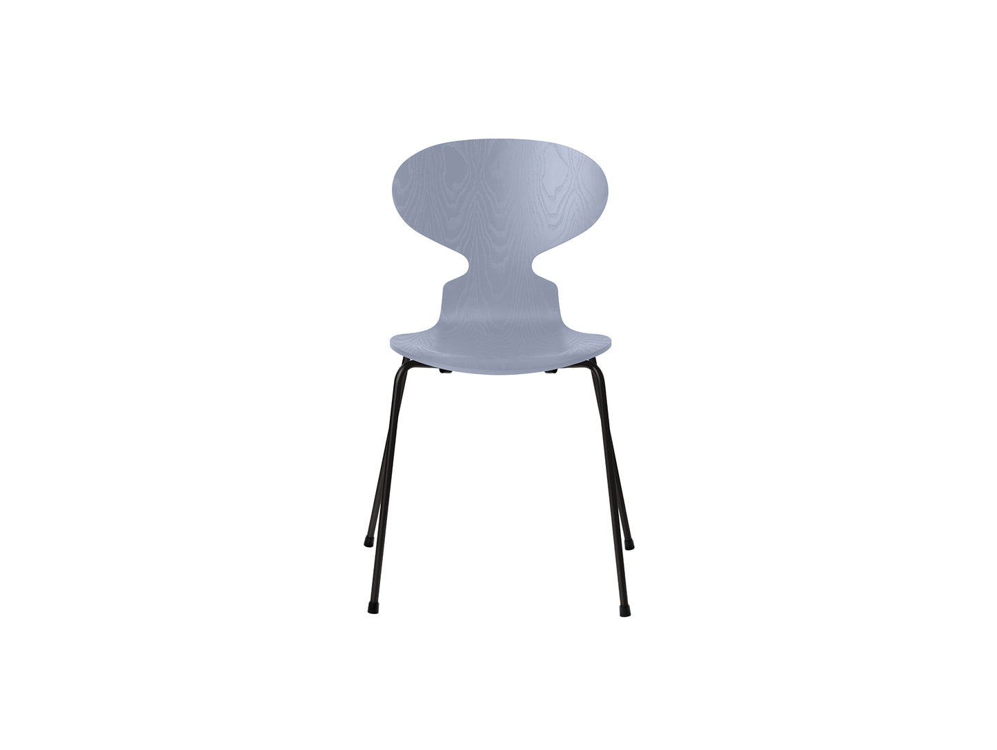 Ant Chair 4 Legs by Fritz Hansen - Coloured Ash Veneer Shell / Black Steel Base / Coloured Lavender Blue