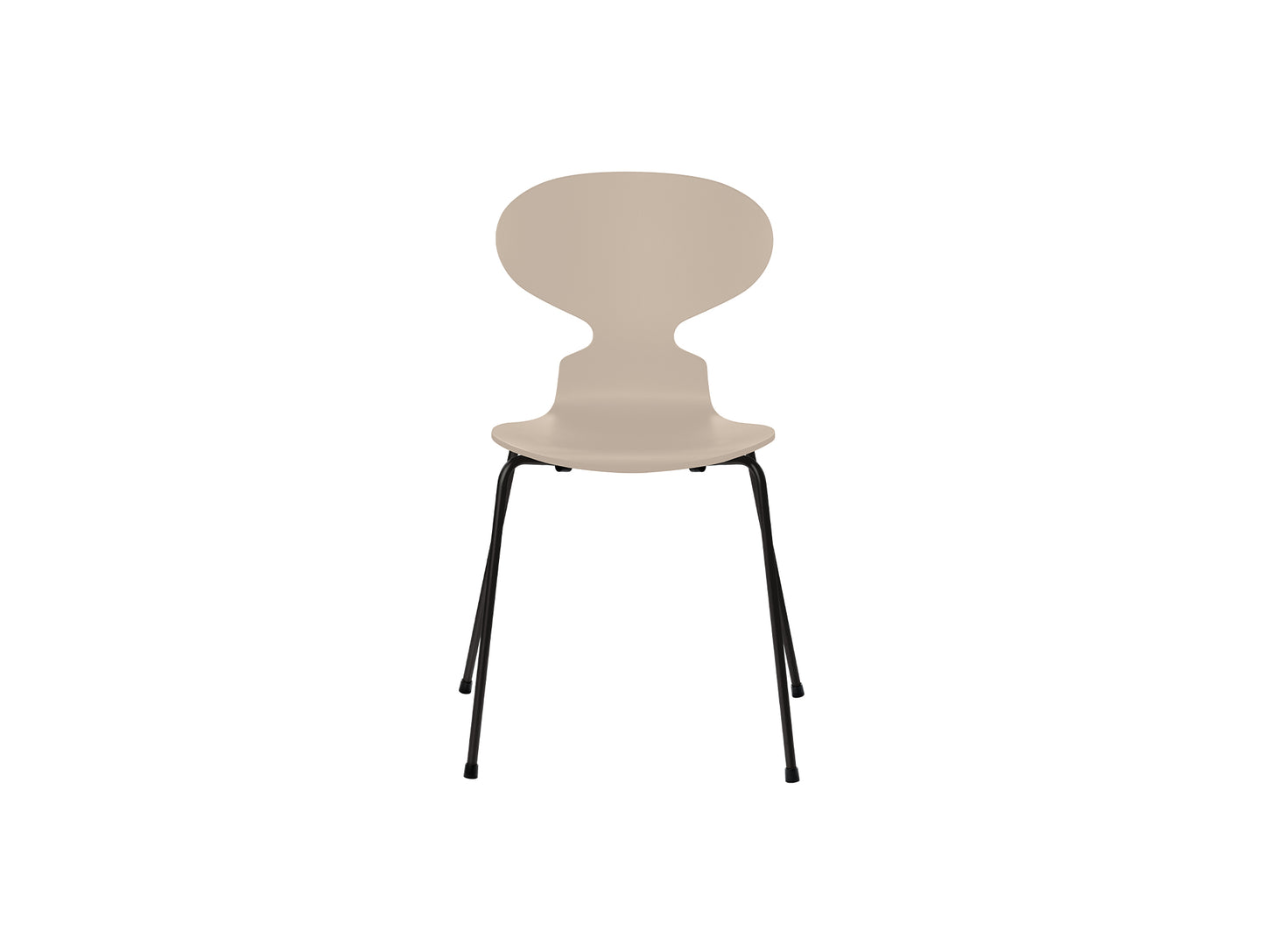 Ant Chair 4 Legs by Fritz Hansen - Lacquered Veneer Shell / Black Steel Base / Lacquered Light Beige