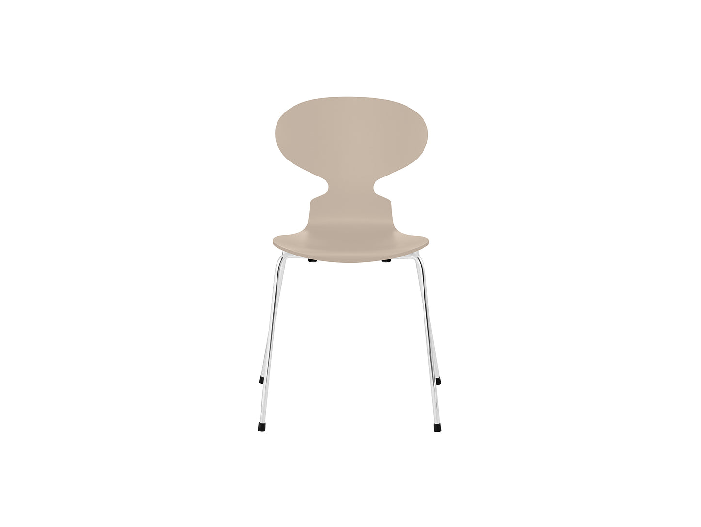 Ant Chair 4 Legs by Fritz Hansen - Lacquered Veneer Shell / Chromed Steel Base / Lacquered Light Beige