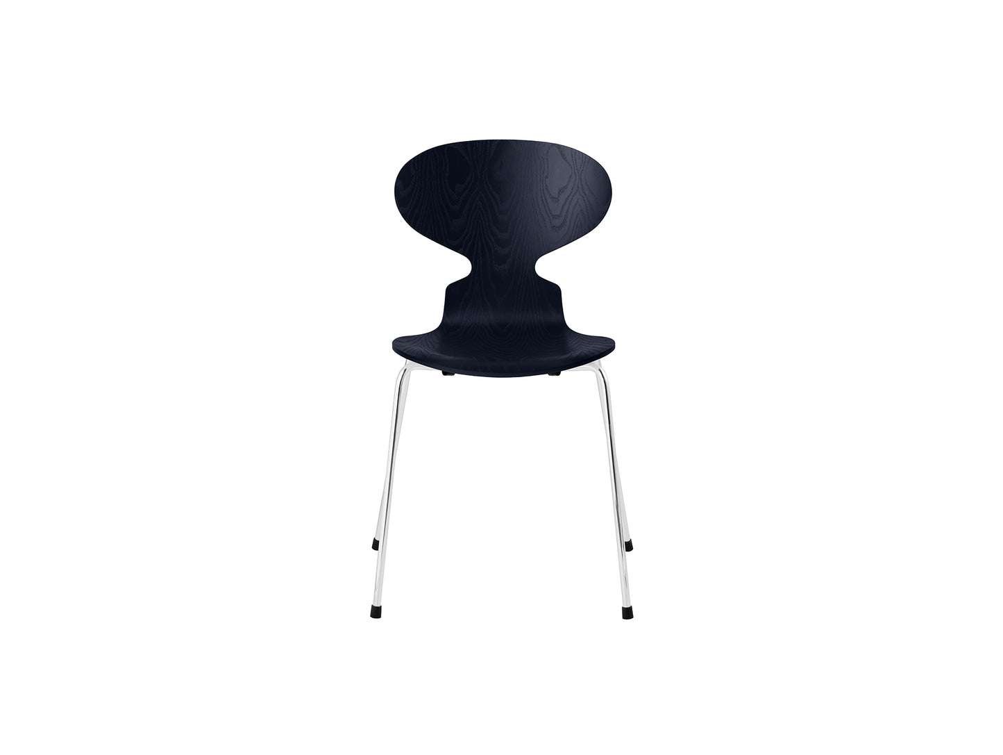 Ant Chair 4 Legs by Fritz Hansen - Coloured Ash Veneer Shell / Chromed Steel Base / Coloured Midnight Blue