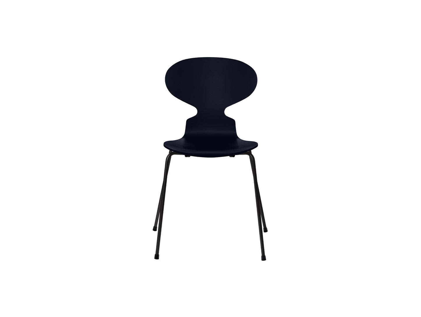 Ant Chair 4 Legs by Fritz Hansen - Lacquered Veneer Shell / Black Steel Base / Lacquered Midnight Blue