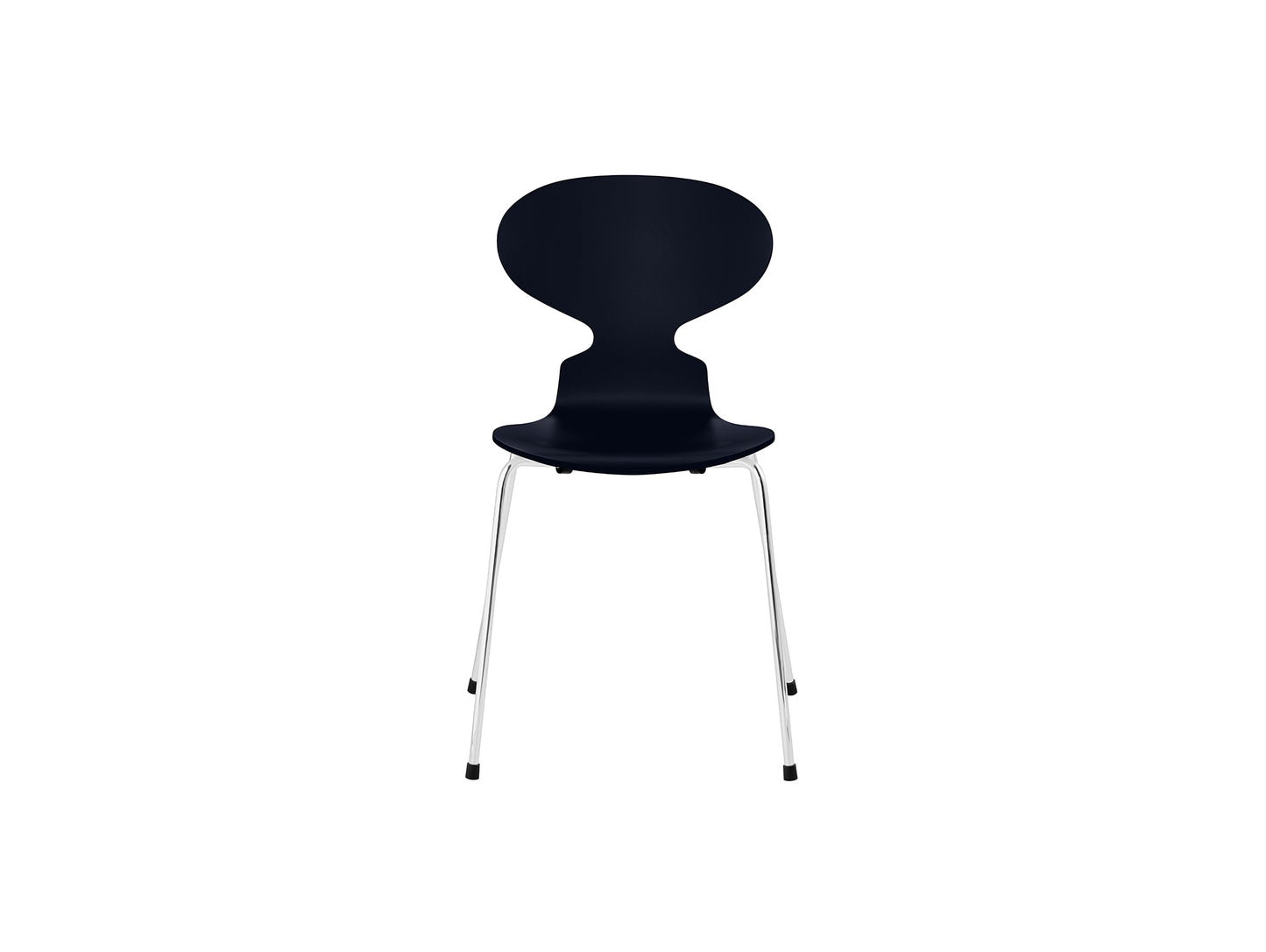 Ant Chair 4 Legs by Fritz Hansen - Lacquered Veneer Shell / Chromed Steel Base / Lacquered Midnight Blue