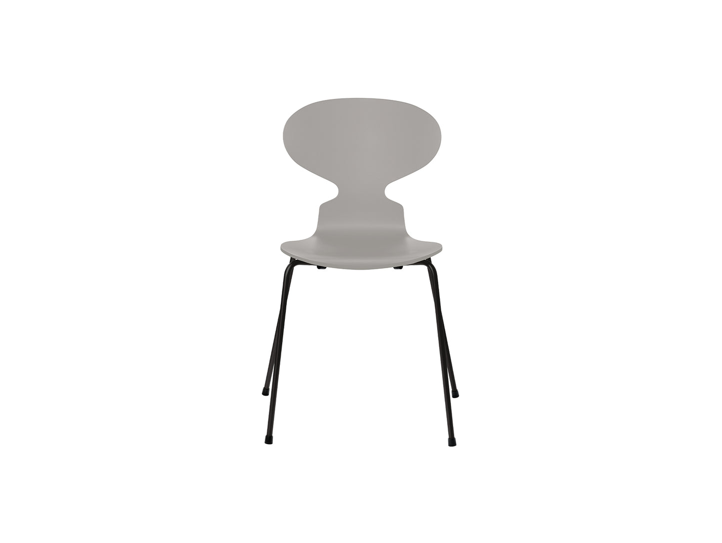Ant Chair 4 Legs by Fritz Hansen - Lacquered Veneer Shell / Black Steel Base / Lacquered Nine Grey