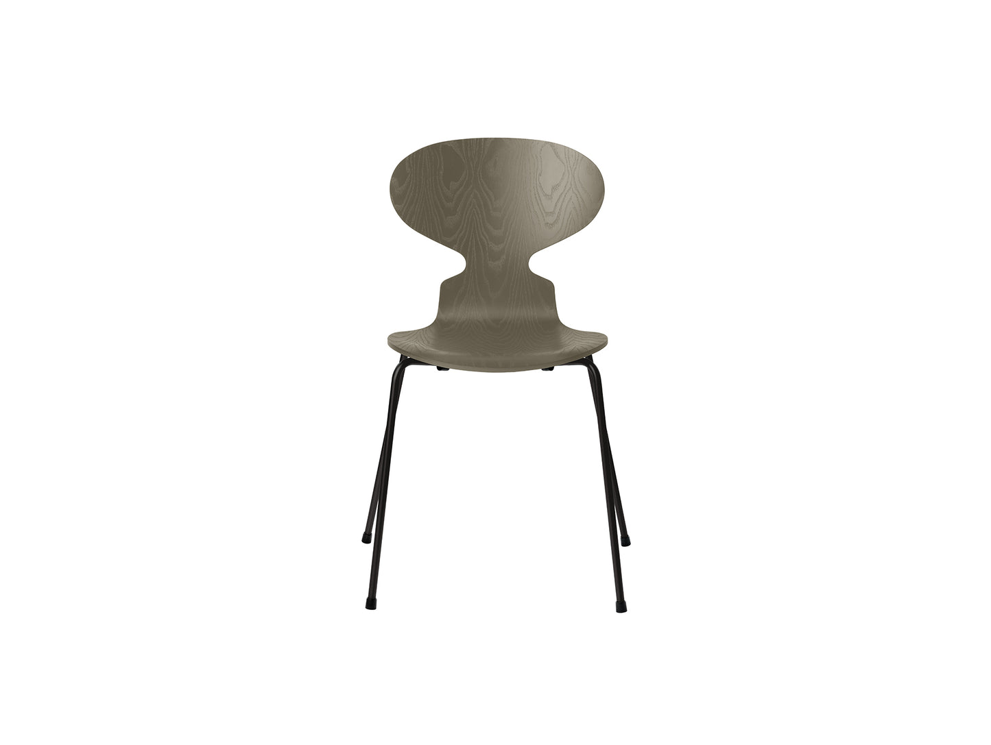 Ant Chair 4 Legs by Fritz Hansen - Coloured Ash Veneer Shell / Black Steel Base / Coloured Olive Green