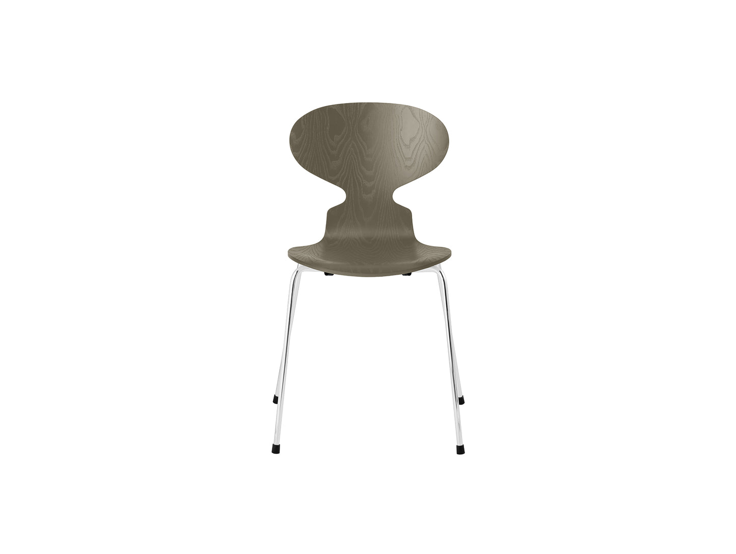 Ant Chair 4 Legs by Fritz Hansen - Coloured Ash Veneer Shell / Chromed Steel Base / Coloured Olive Green