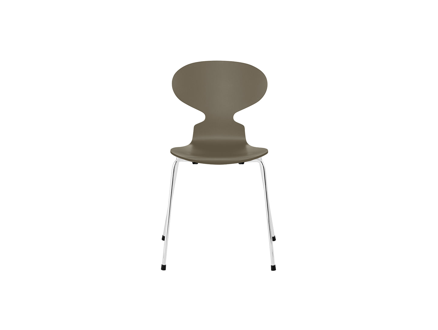 Ant Chair 4 Legs by Fritz Hansen - Lacquered Veneer Shell / Chromed Steel Base / Lacquered Olive Green