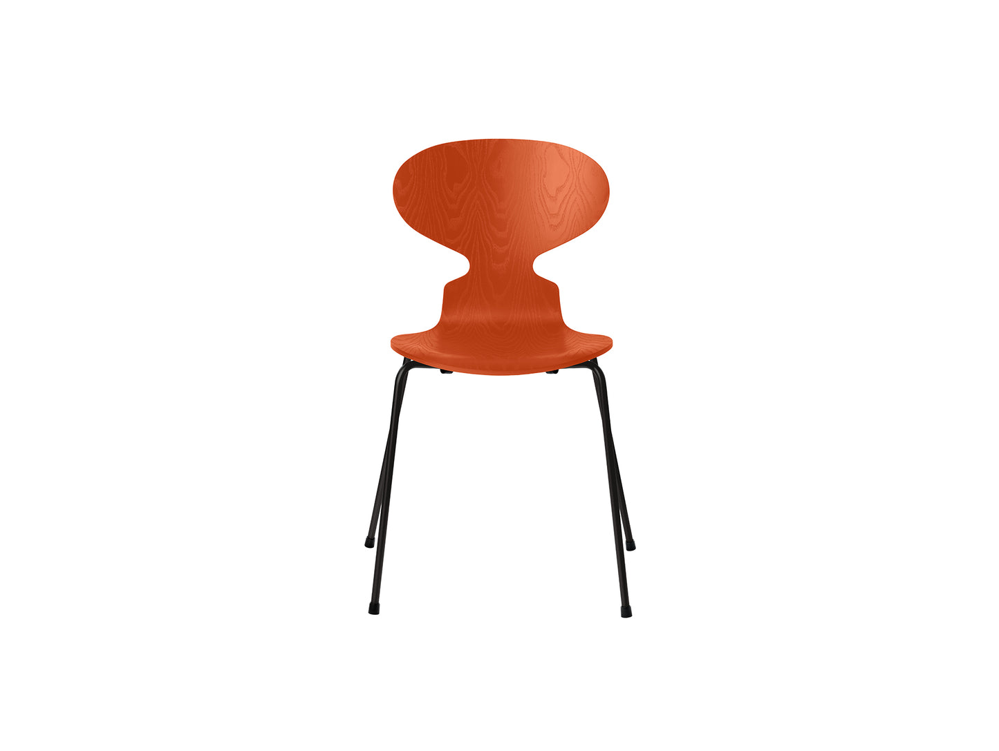 Ant Chair 4 Legs by Fritz Hansen - Coloured Ash Veneer Shell / Black Steel Base / Coloured Paradise Orange
