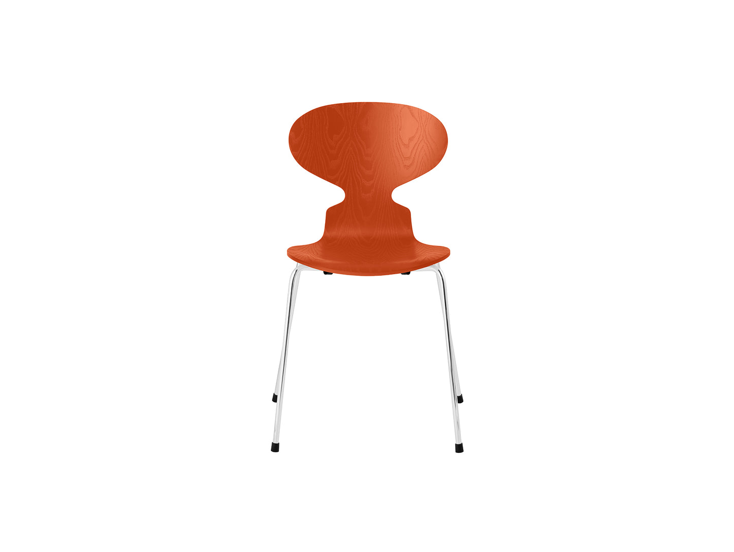 Ant Chair 4 Legs by Fritz Hansen - Coloured Ash Veneer Shell / Chromed Steel Base / Coloured Paradise Orange