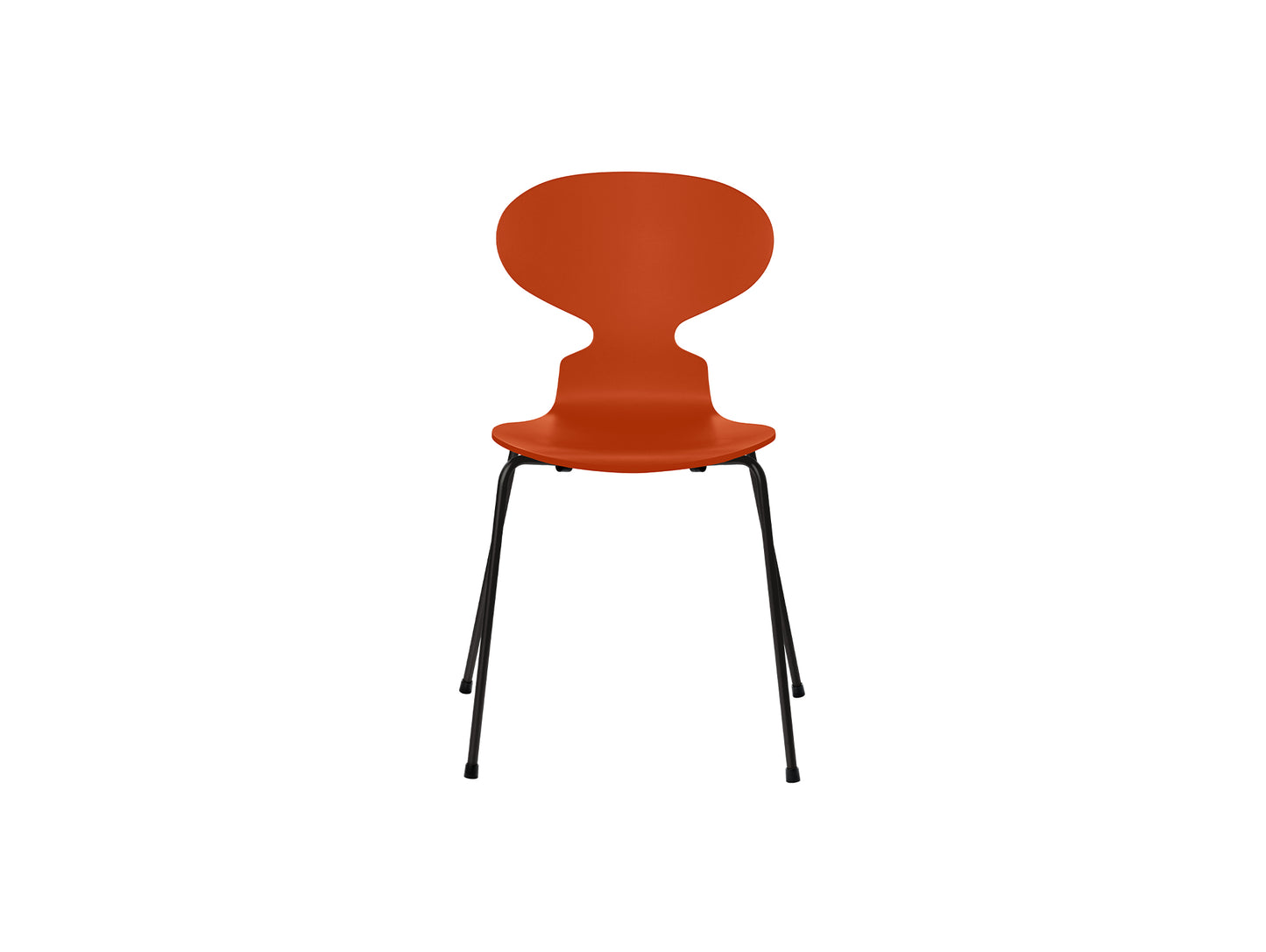 Ant Chair 4 Legs by Fritz Hansen - Lacquered Veneer Shell / Black Steel Base / Lacquered Paradise Orange