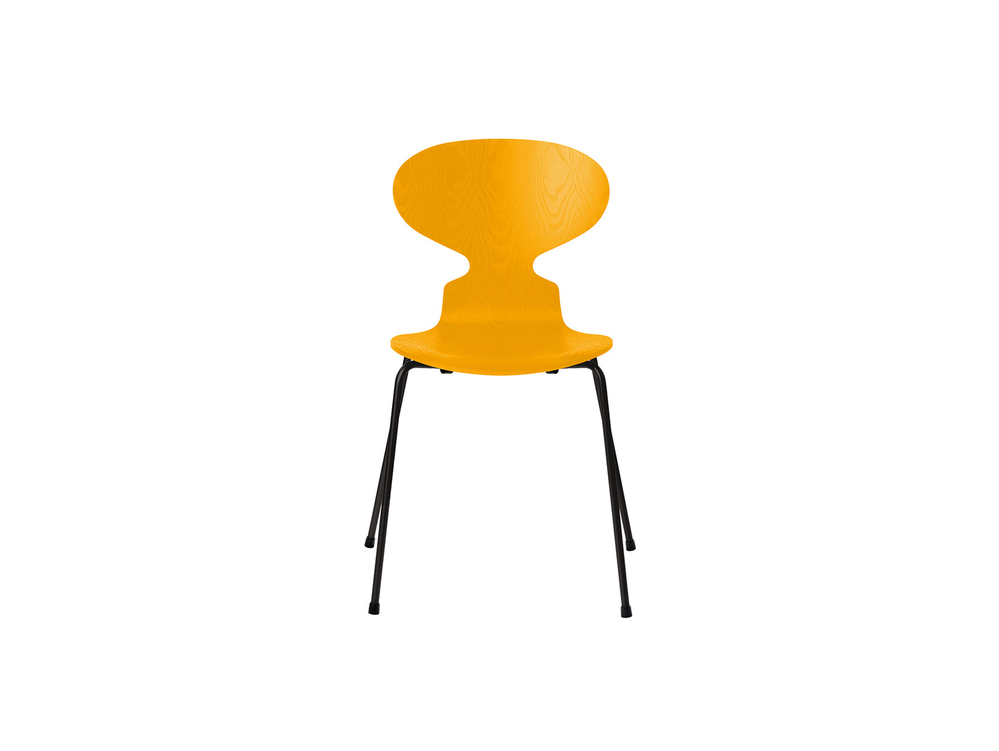 Ant Chair 4 Legs by Fritz Hansen - Coloured Ash Veneer Shell / Black Steel Base / Coloured True Yellow