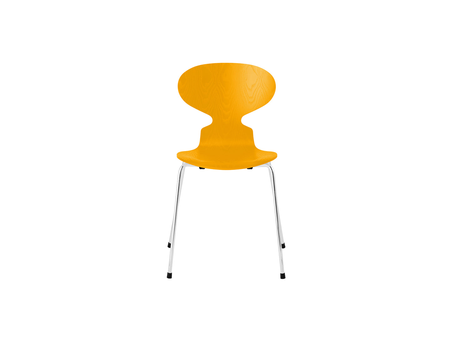 Ant Chair 4 Legs by Fritz Hansen - Coloured Ash Veneer Shell / Chromed Steel Base / Coloured True Yellow