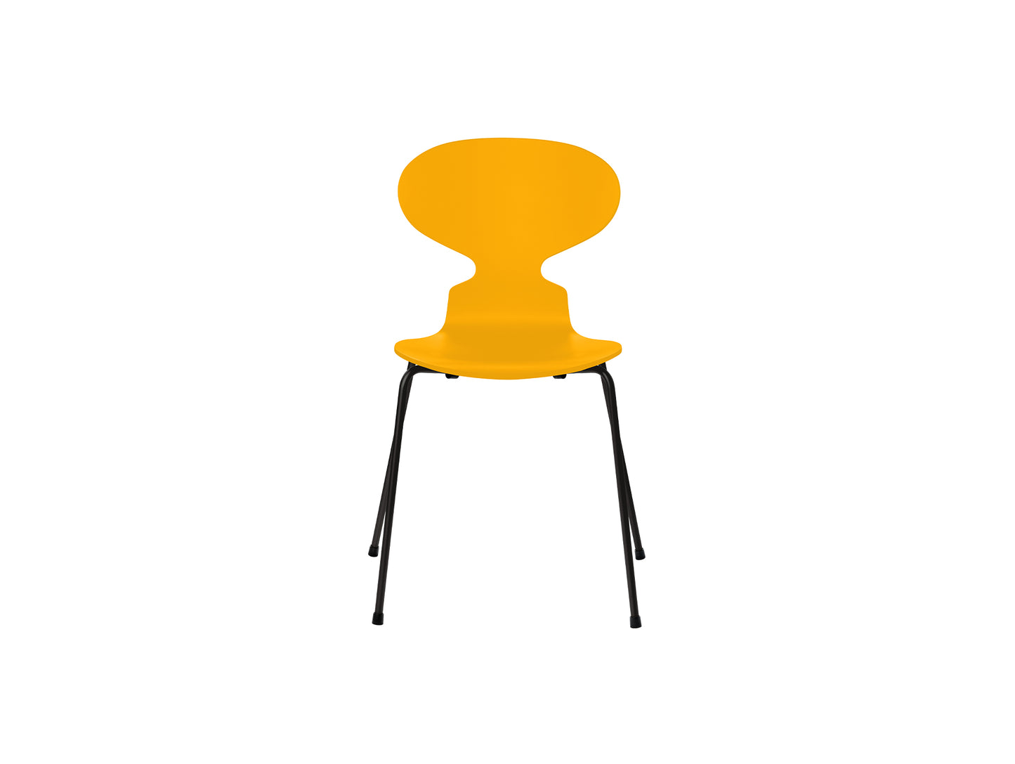 Ant Chair 4 Legs by Fritz Hansen - Lacquered Veneer Shell / Black Steel Base / Lacquered True Yellow