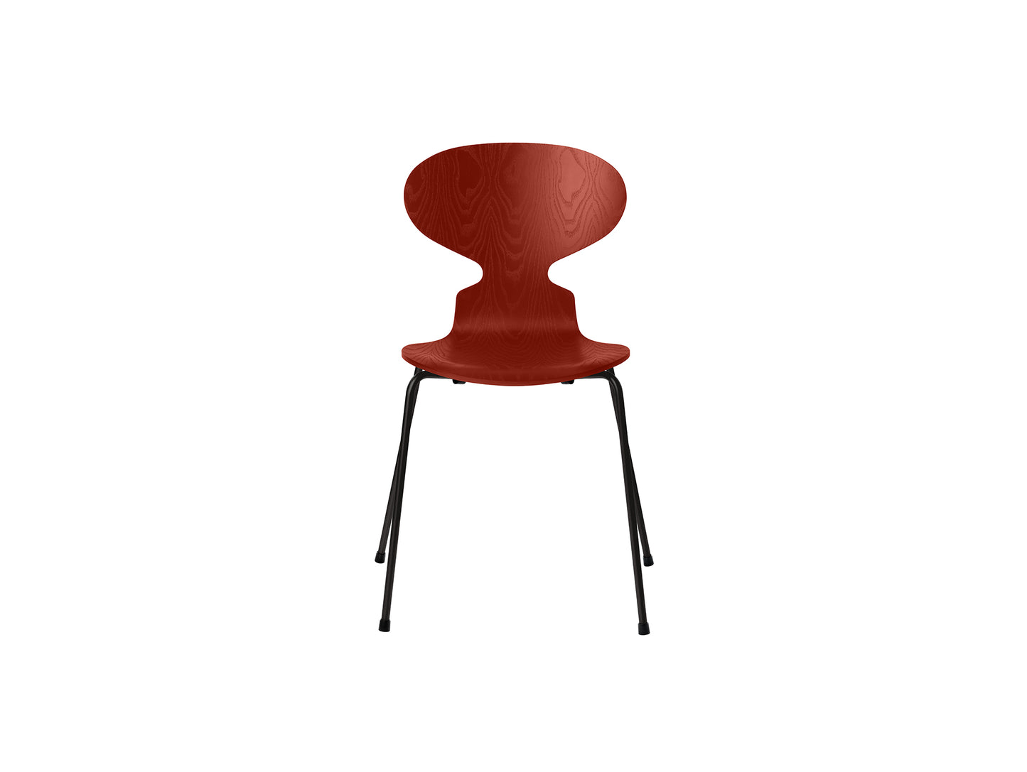 Ant Chair 4 Legs by Fritz Hansen - Coloured Ash Veneer Shell / Black Steel Base / Coloured Venetian Red