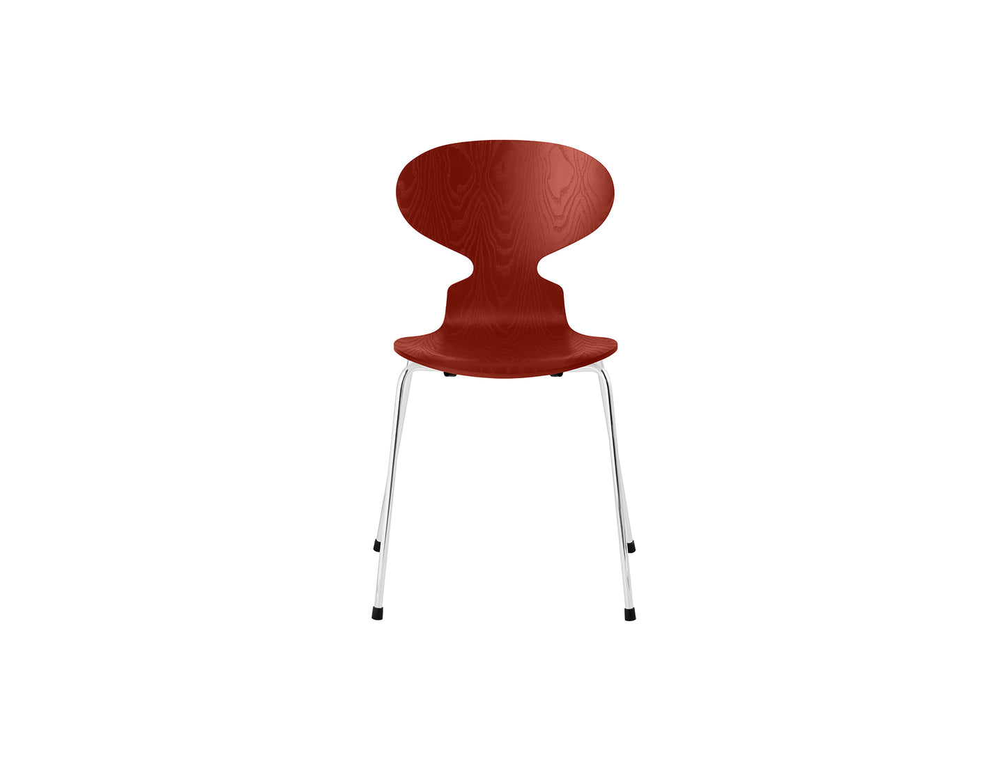 Ant Chair 4 Legs by Fritz Hansen - Coloured Ash Veneer Shell / Chromed Steel Base / Coloured Venetian Red