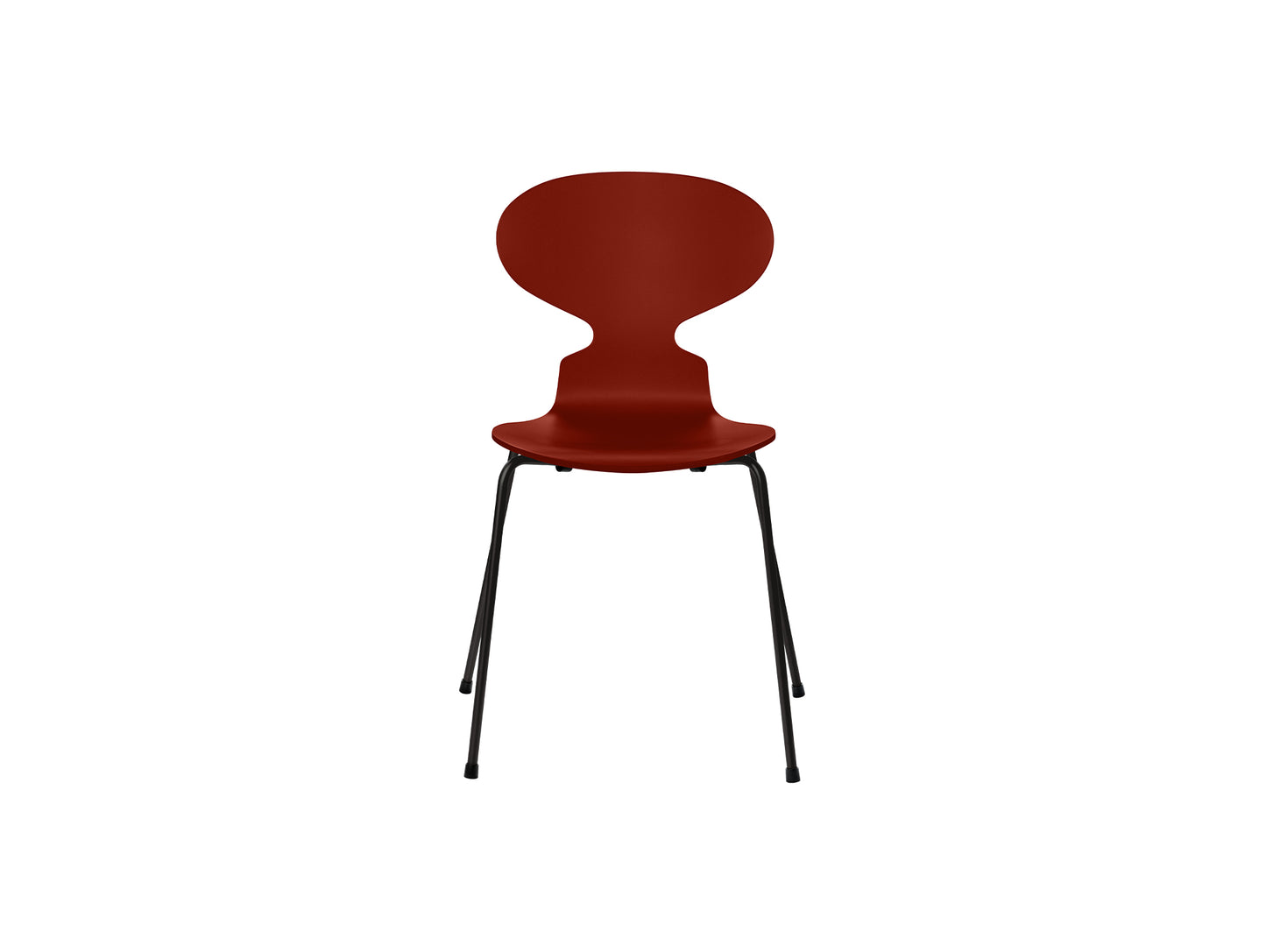 Ant Chair 4 Legs by Fritz Hansen - Lacquered Veneer Shell / Black Steel Base / Lacquered Venetian Red