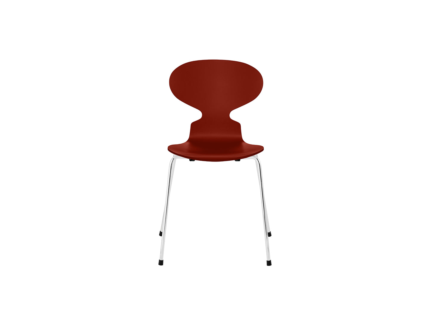 Ant Chair 4 Legs by Fritz Hansen - Lacquered Veneer Shell / Chromed Steel Base / Lacquered Venetian Red
