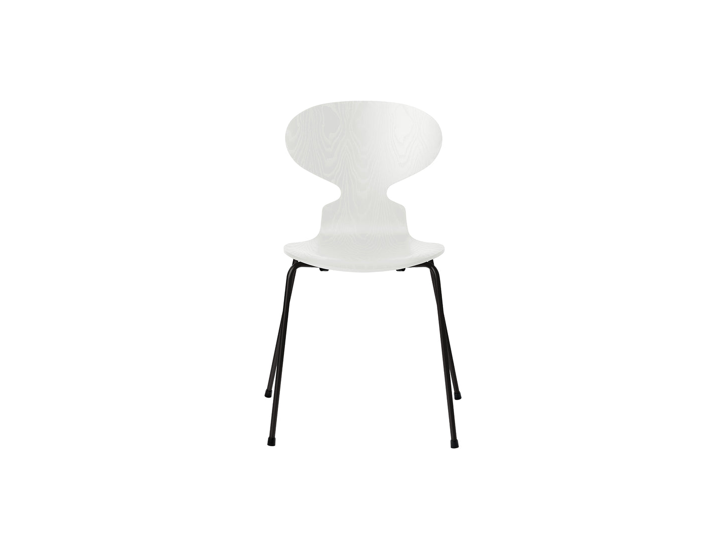 Ant Chair 4 Legs by Fritz Hansen - Coloured Ash Veneer Shell / Black Steel Base / Coloured White