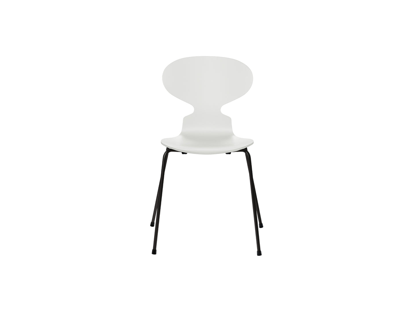 Ant Chair 4 Legs by Fritz Hansen - Lacquered Veneer Shell / Black Steel Base / Lacquered White