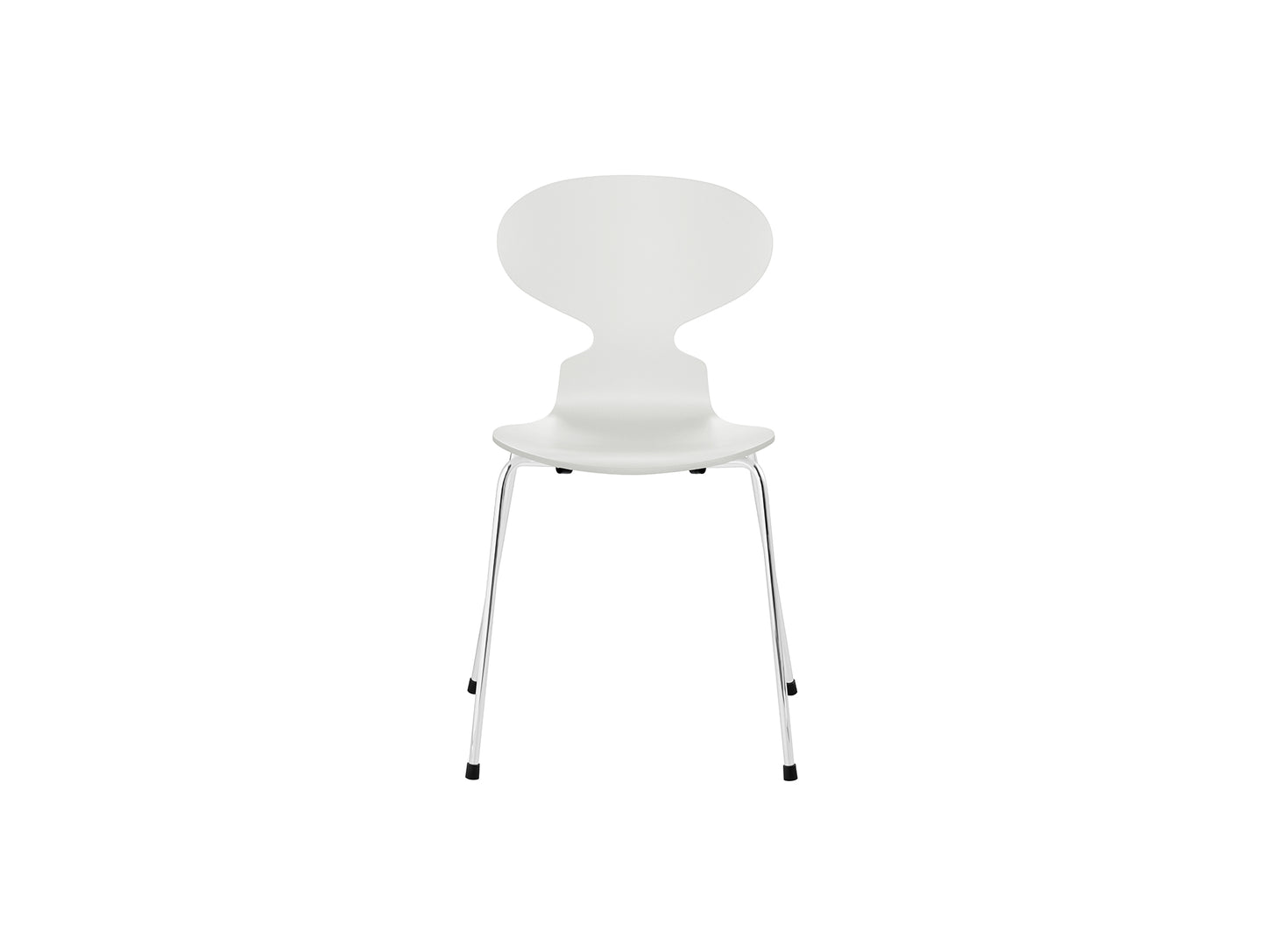 Ant Chair 4 Legs by Fritz Hansen - Lacquered Veneer Shell / Chromed Steel Base / Lacquered White