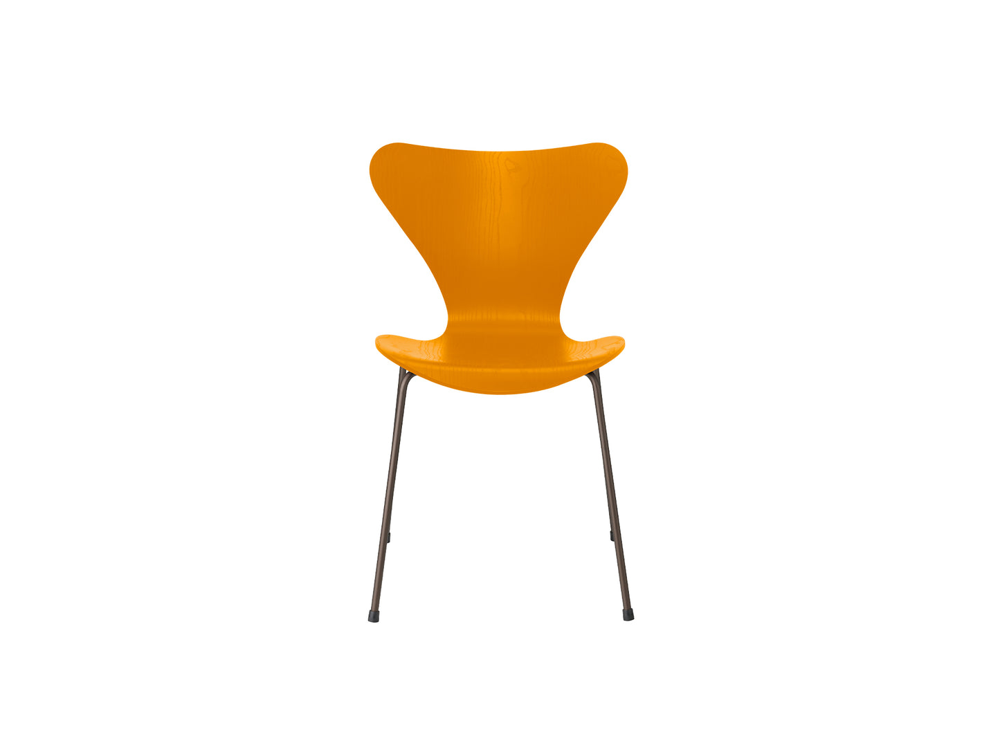 Series 7™ 3107 Dining Chair by Fritz Hansen - Burnt Yellow Coloured Ash Veneer Shell / Brown Bronze Steel