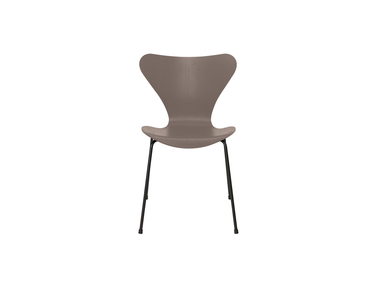 Series 7™ 3107 Dining Chair by Fritz Hansen - Deep Clay Coloured Ash Veneer Shell / Black Steel